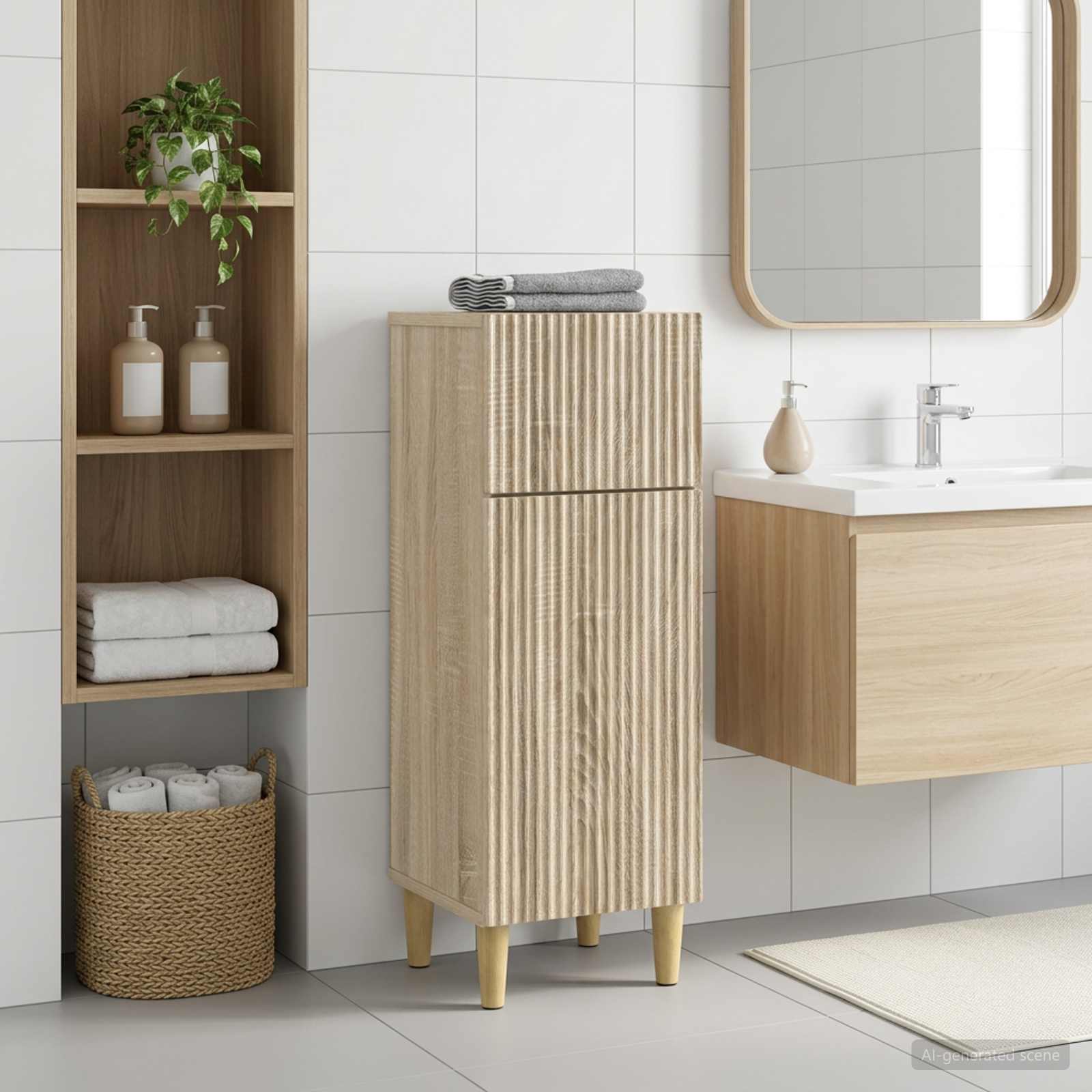 vidaXL Badrumsskrubb ARNHEM Sonoma-ek 30 x 31 x 80 cm Konstruerat trä