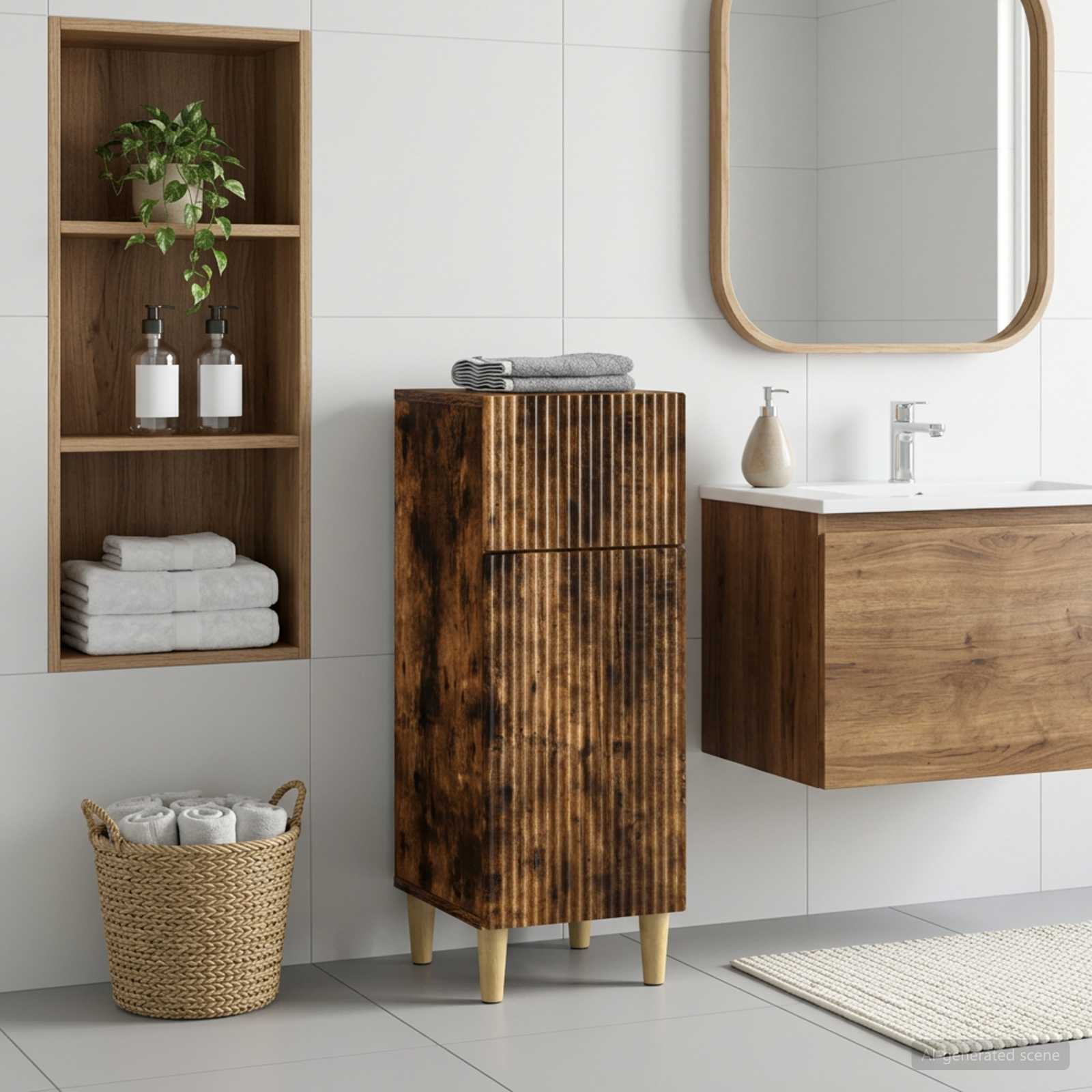vidaXL Badrumsskrubb ARNHEM Rökt ek 30 x 31 x 80 cm Konstruerat trä