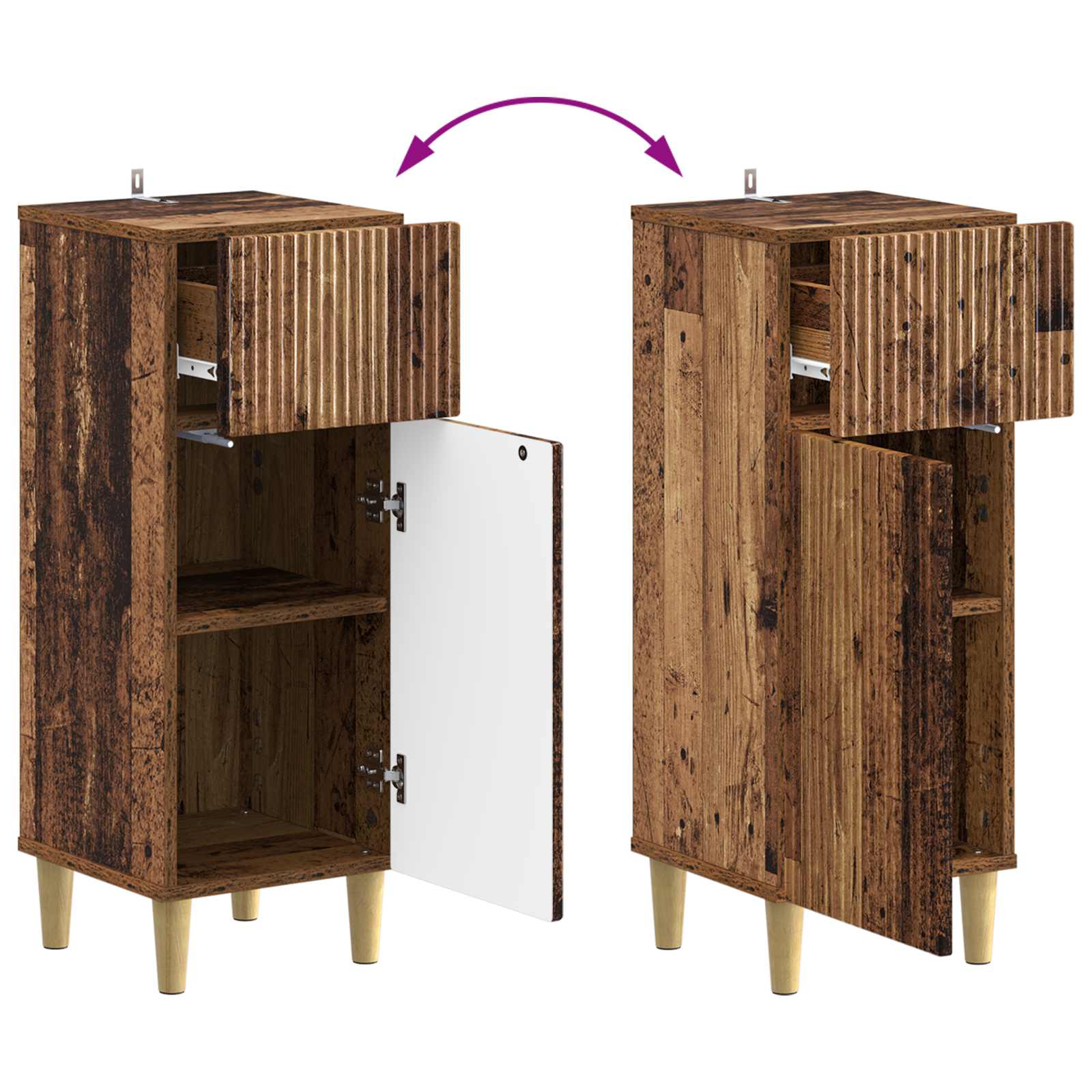 Badkamer Opbergkast ARNHEM Oud hout 30 x 31 x 80 cm - Afbeelding 9