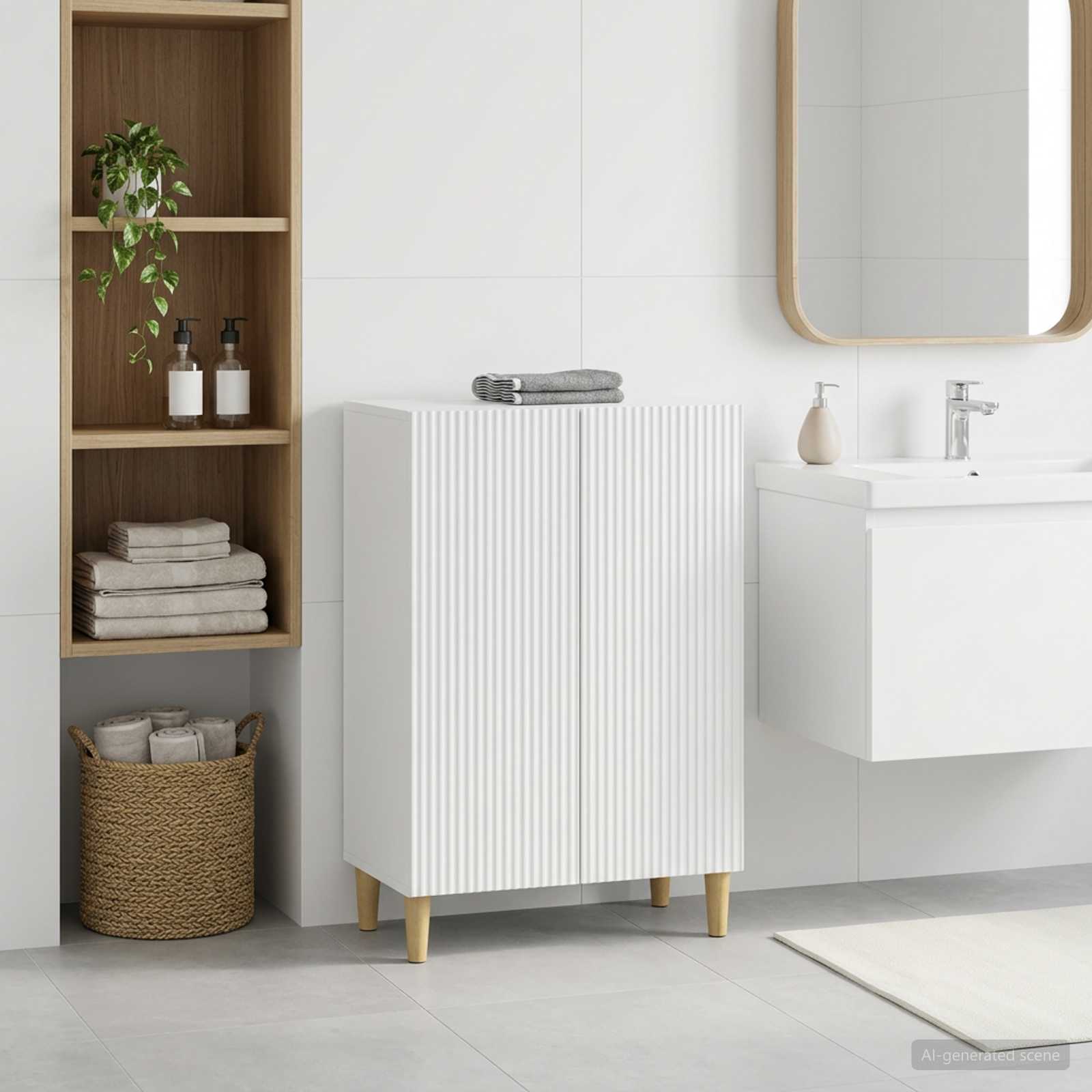 vidaXL Badrumsskrubb ARNHEM Vit 59,5 x 31 x 80 cm Konstruerat trä