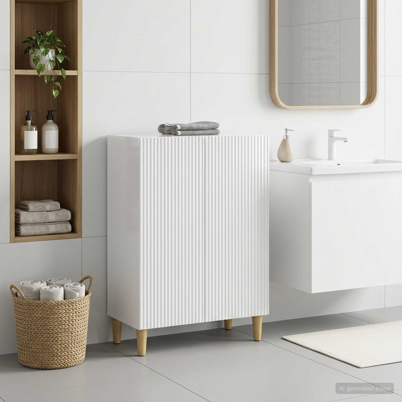 vidaXL Badkamer Opbergkast ARNHEM Hoogglans Wit 59,5 x 31 x 80 cm