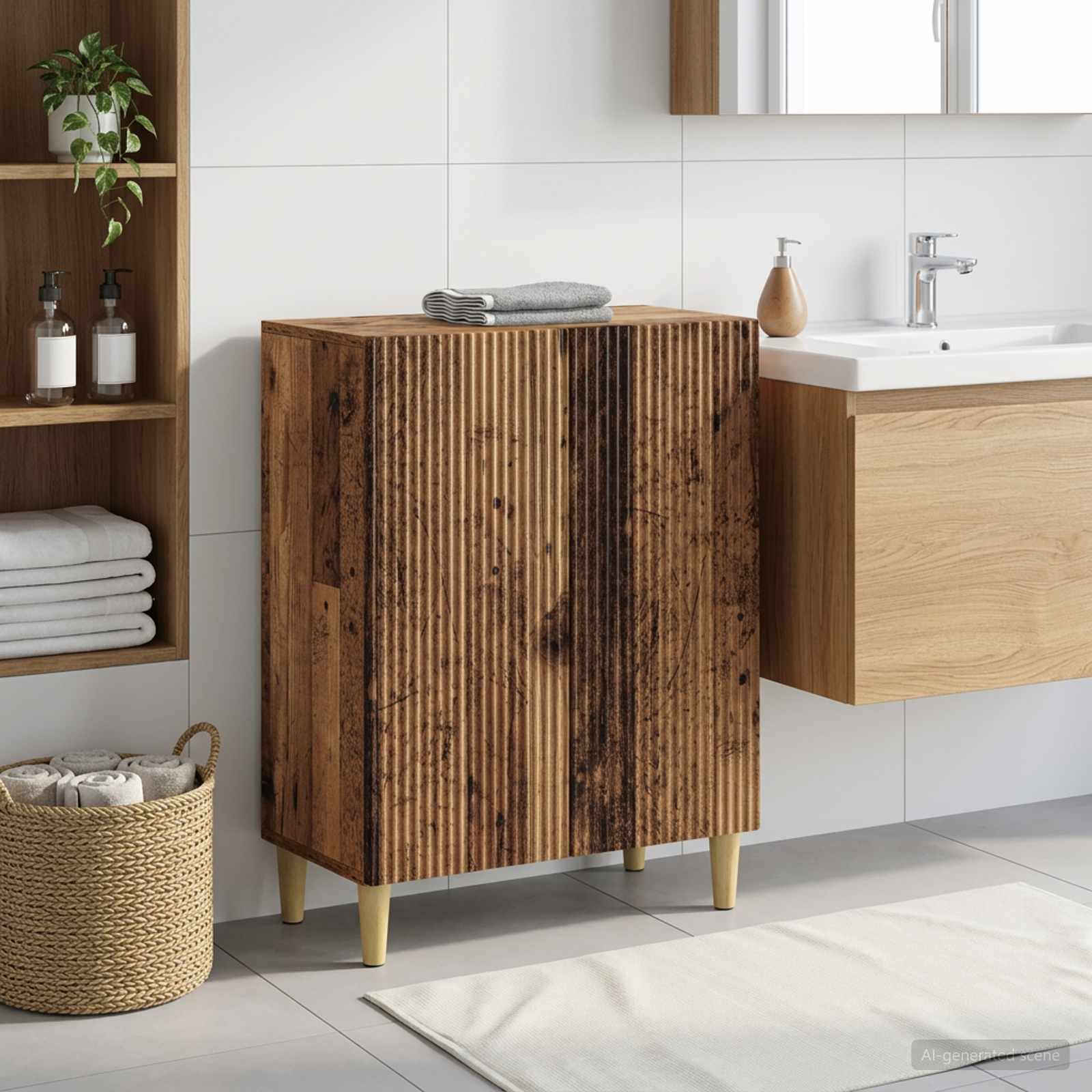 vidaXL Badrumsskrubb ARNHEM Gammalt trä 59,5 x 31 x 80 cm