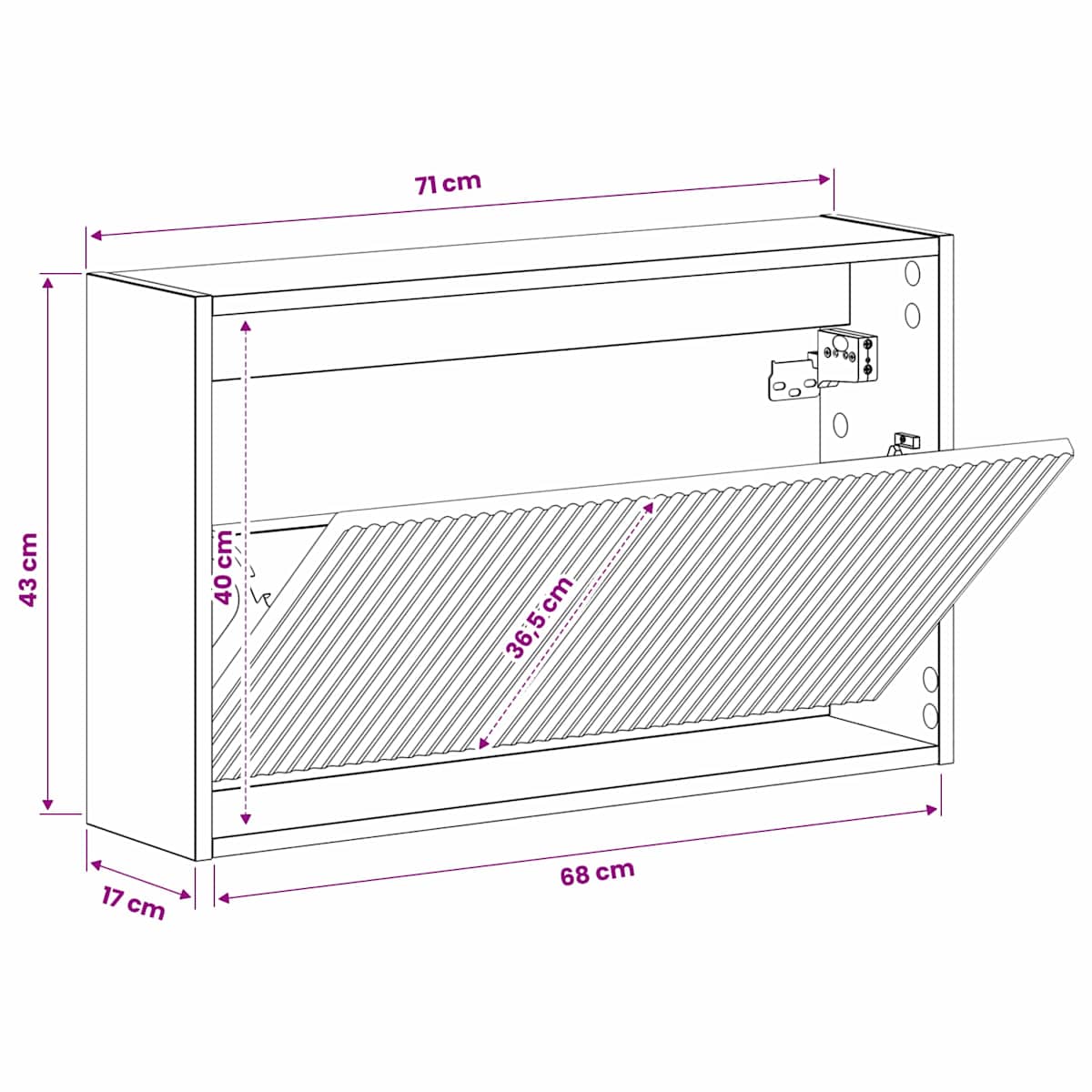 Vægmonteret Skoskab ARNHEM 71 x 17 x 43 cm Konstrueret træ - Billede 8