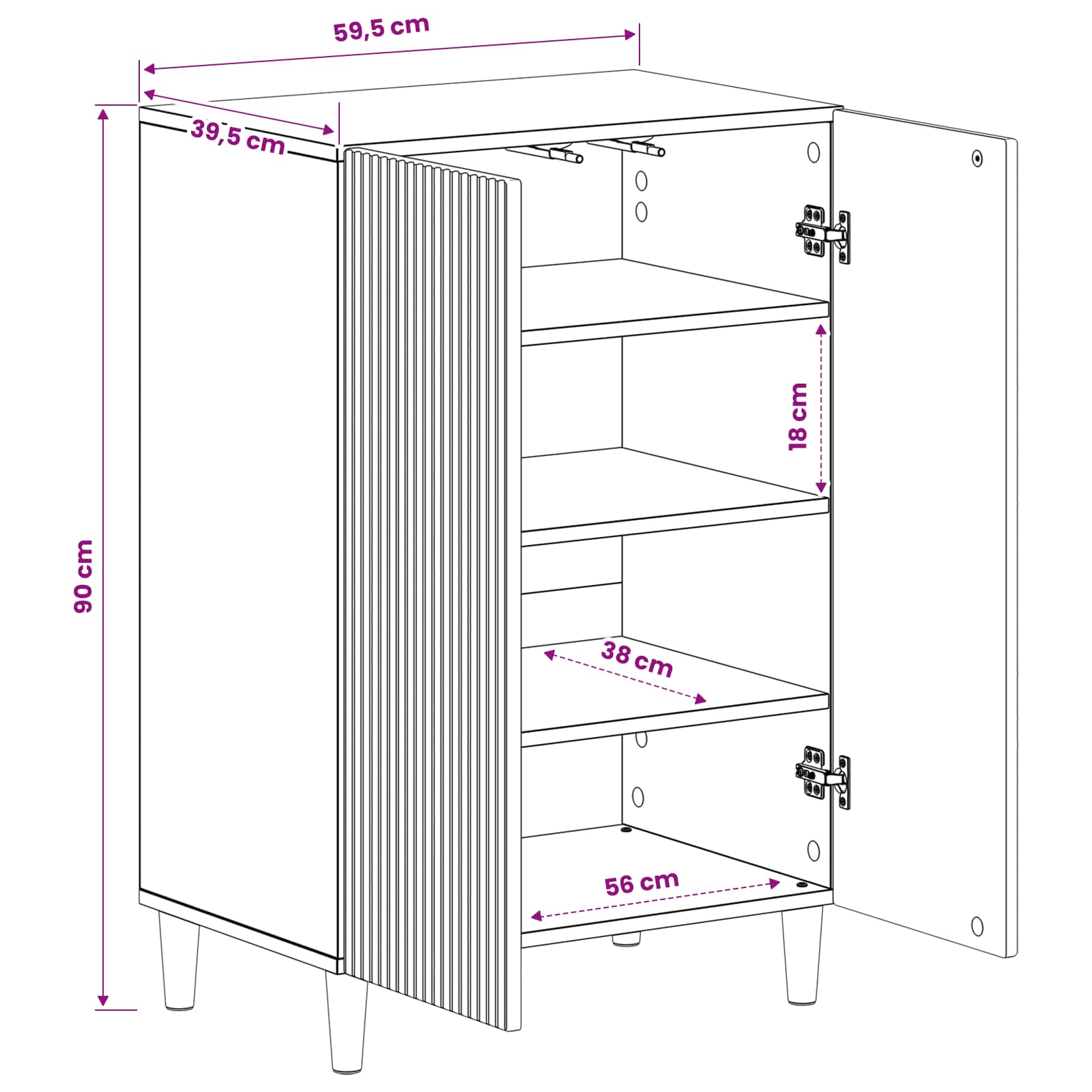 Schoenenkast ARNHEM 59,5 x 39,5 x 90 cm Bewerkt hout image 9