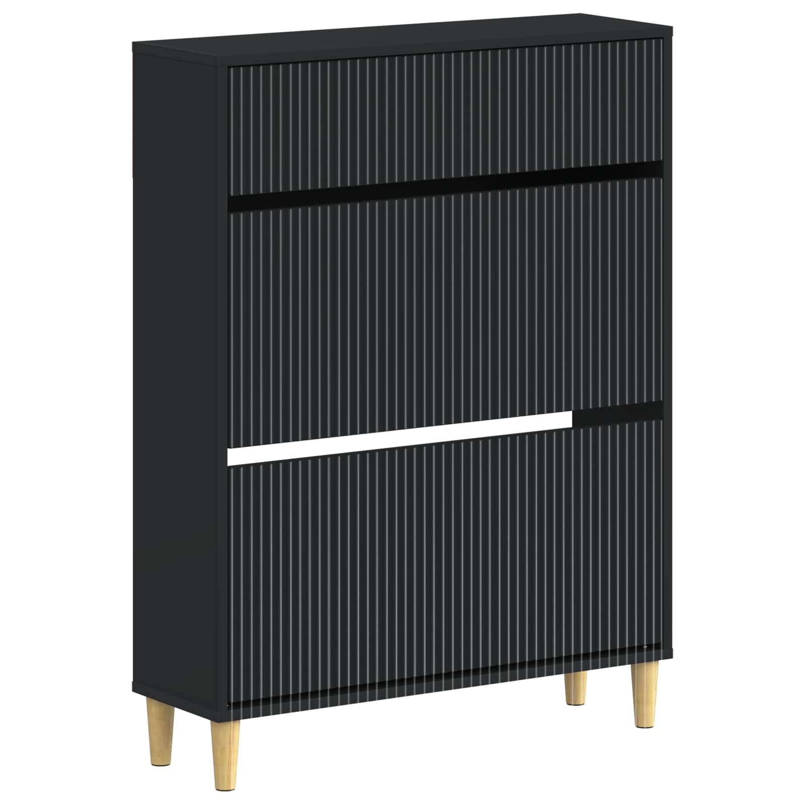 Schoenenkast ARNHEM 78 x 24 x 103 cm Bewerkt hout Zwart image 1