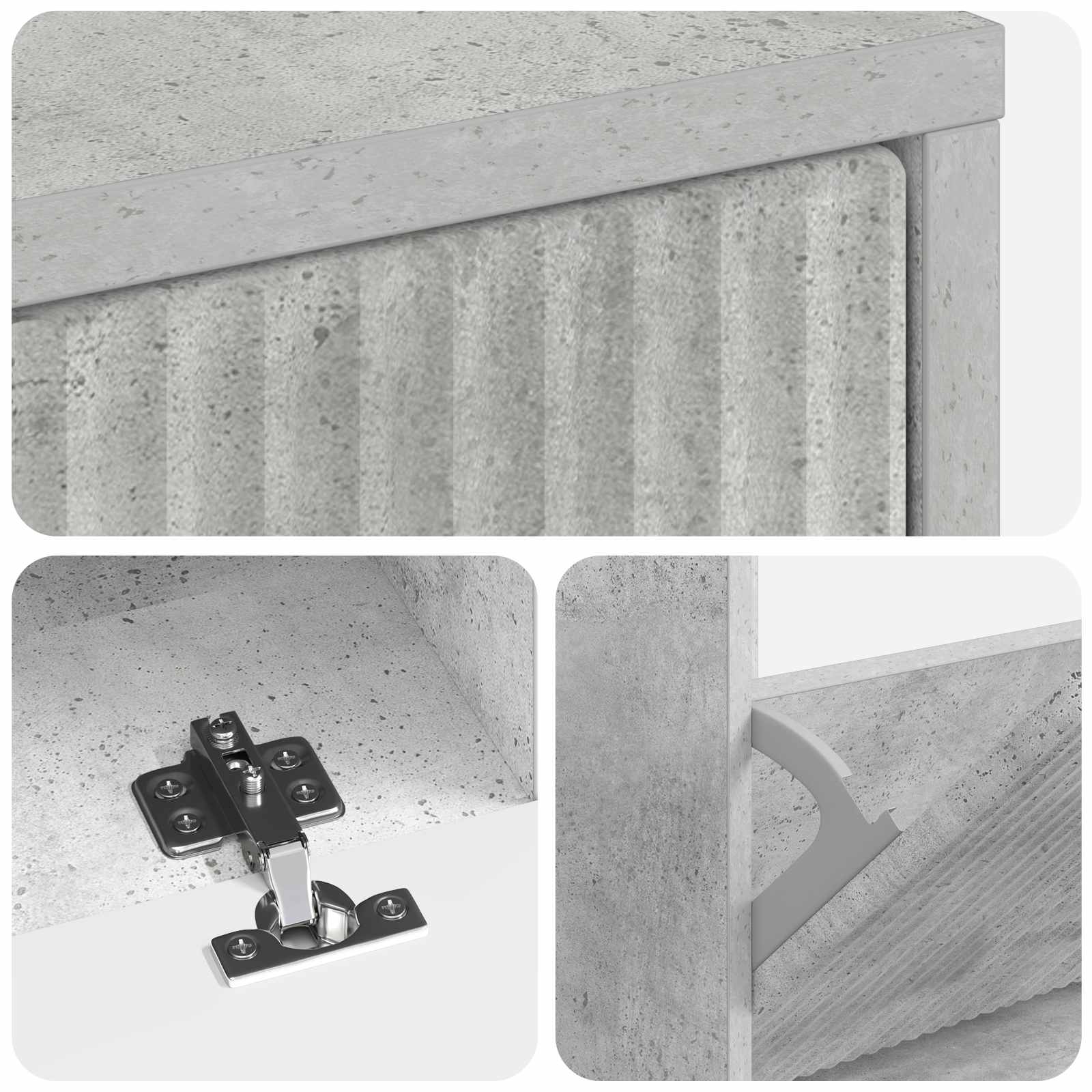 Schoenenkast ARNHEM 78 x 24 x 103 cm Bewerkt hout Betongrijs image 6