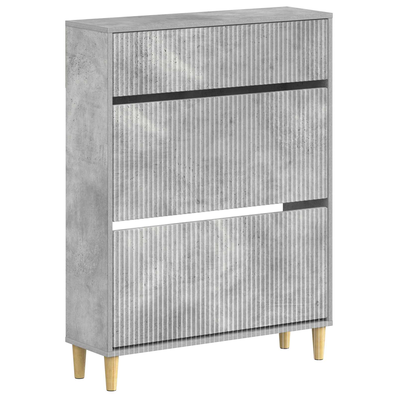 Schoenenkast ARNHEM 78 x 24 x 103 cm Bewerkt hout Betongrijs image 1