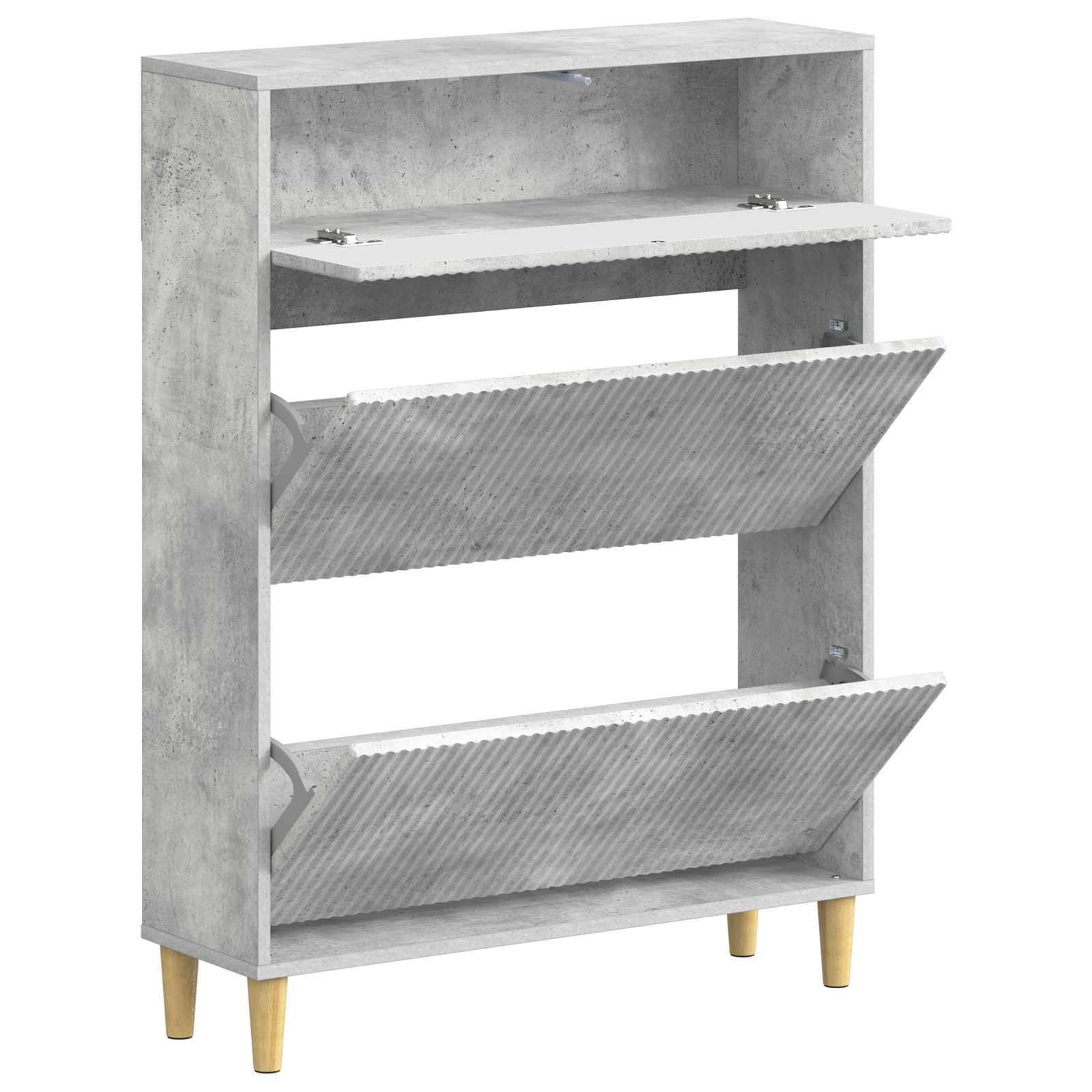 Schoenenkast ARNHEM 78 x 24 x 103 cm Bewerkt hout Betongrijs image 2