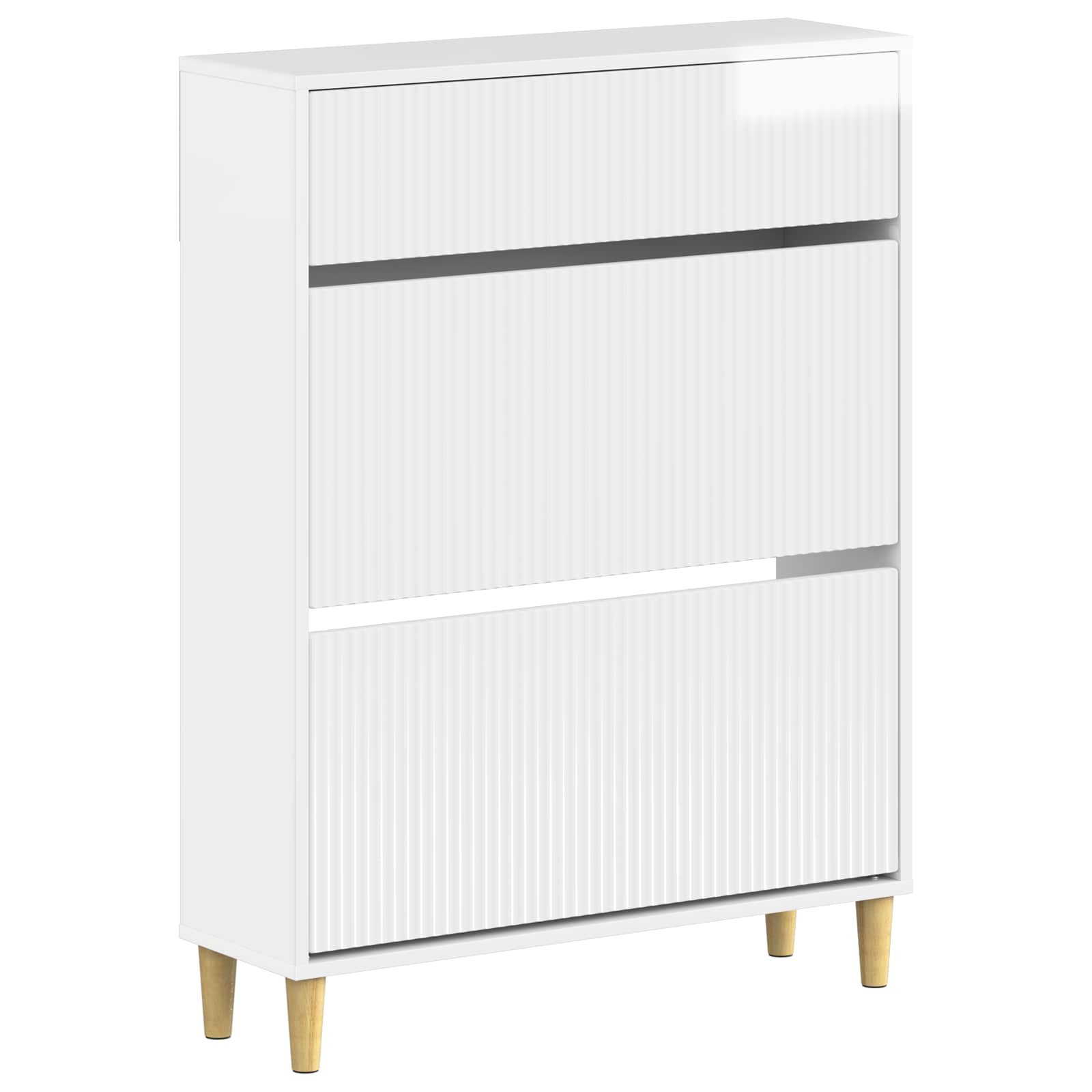 Schoenenkast ARNHEM 78 x 24 x 103 cm Bewerkt hout Hoogglans Wit image 1