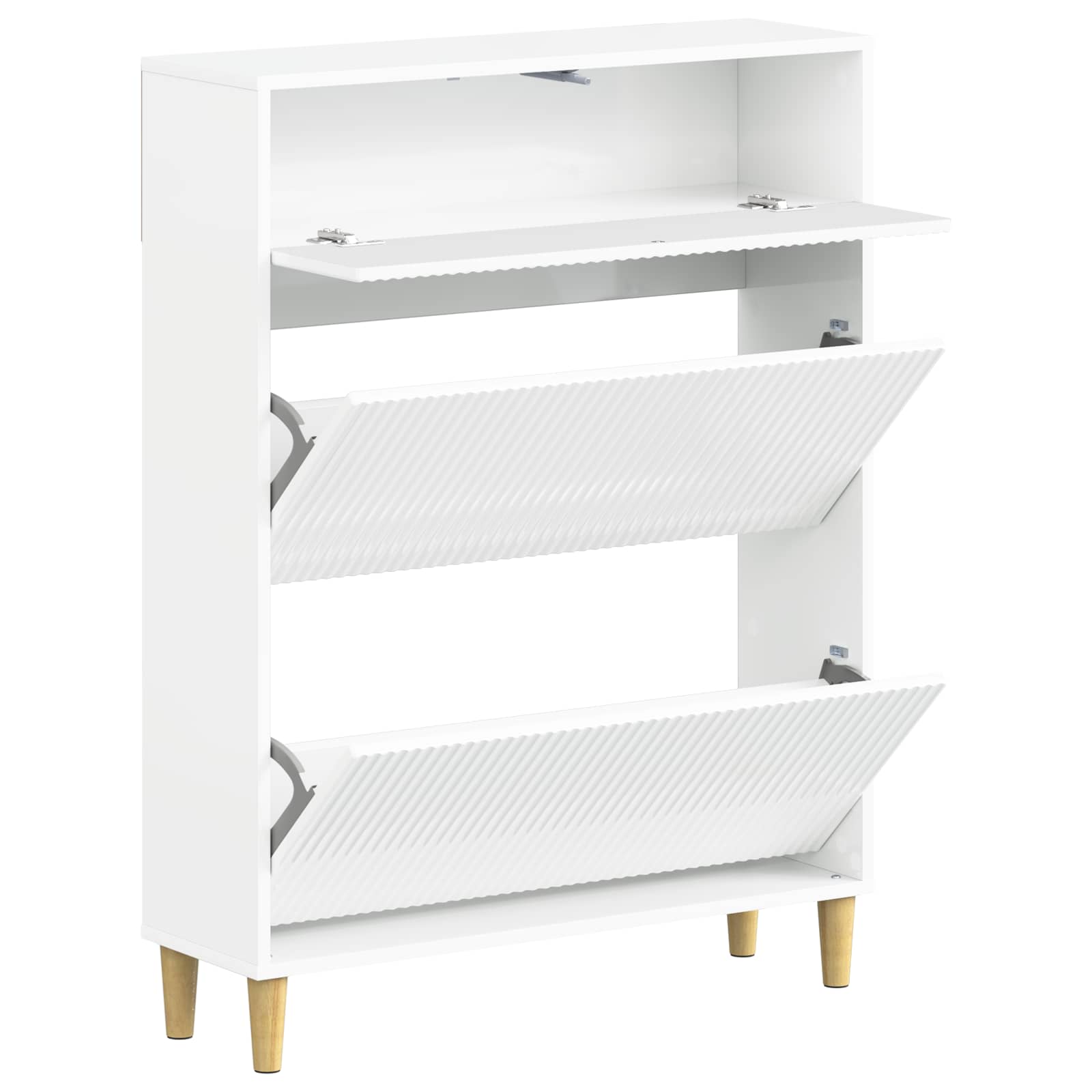 Schoenenkast ARNHEM 78 x 24 x 103 cm Bewerkt hout Hoogglans Wit image 2
