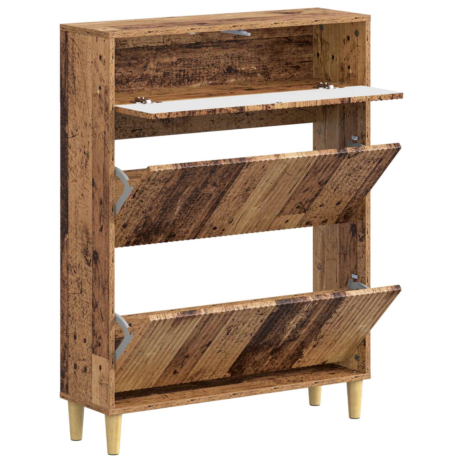 Schoenenkast ARNHEM 78 x 24 x 103 cm Bewerkt hout Oud hout image 2