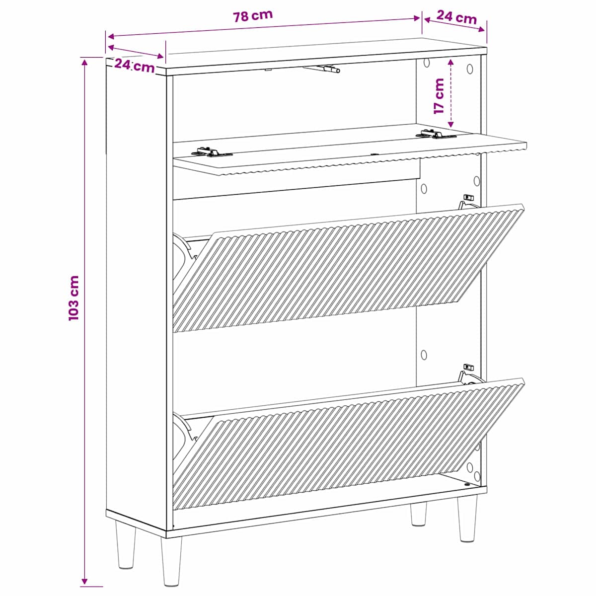 Sko skab ARNHEM 78 x 24 x 103 cm Konstrueret træ - Billede 9
