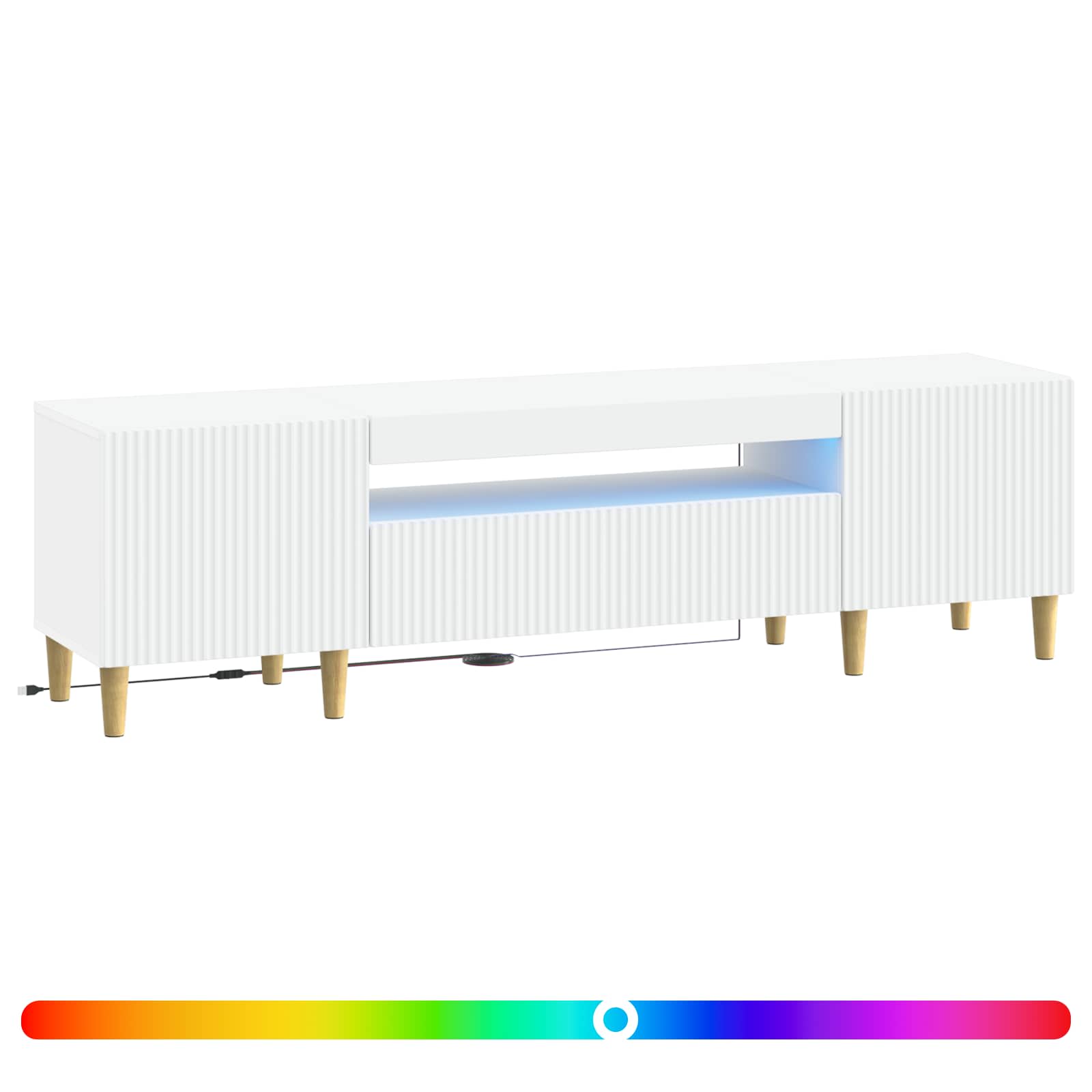 LED TV-kaappi valkoinen Tekninen puu - Image 2