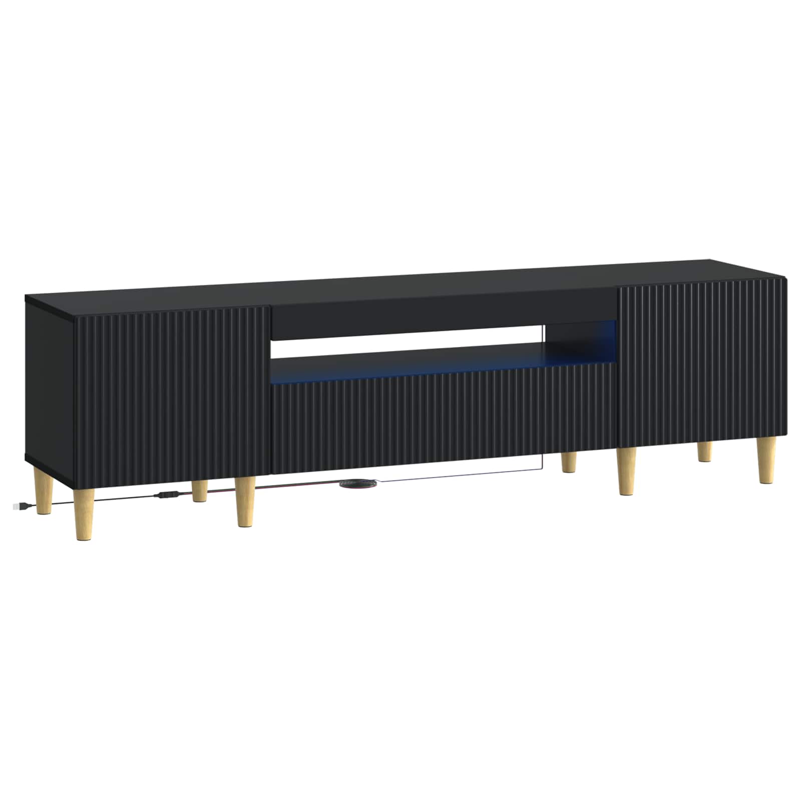 LED TV-kaappi Musta Tekninen puu