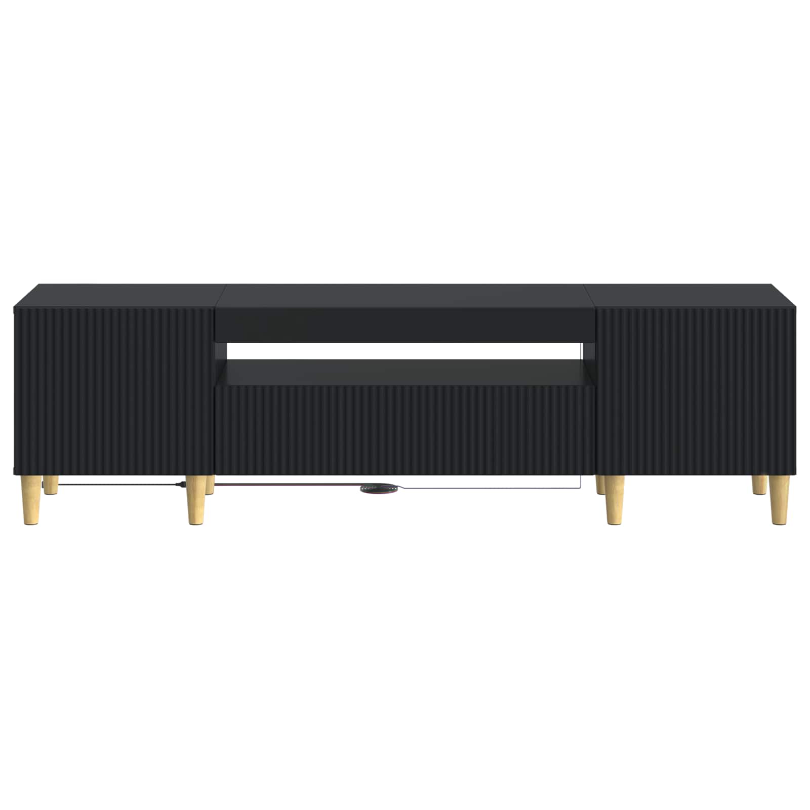 LED TV-kaappi Musta Tekninen puu - Image 4
