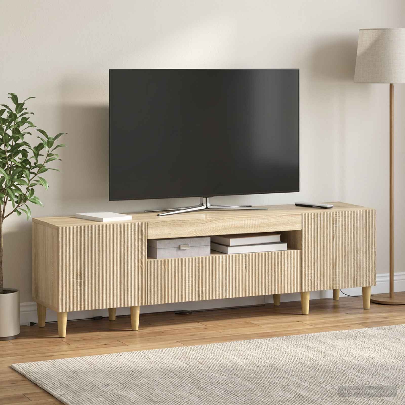LED TV-kaappi Sonoma-tammi Tekninen puu
