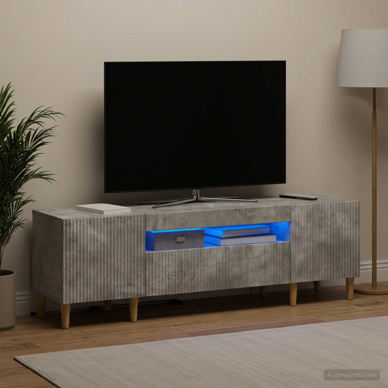 LED TV-kaappi ARNHEM 153 x 35 x 43 cm Betoninharmaa - Image 4