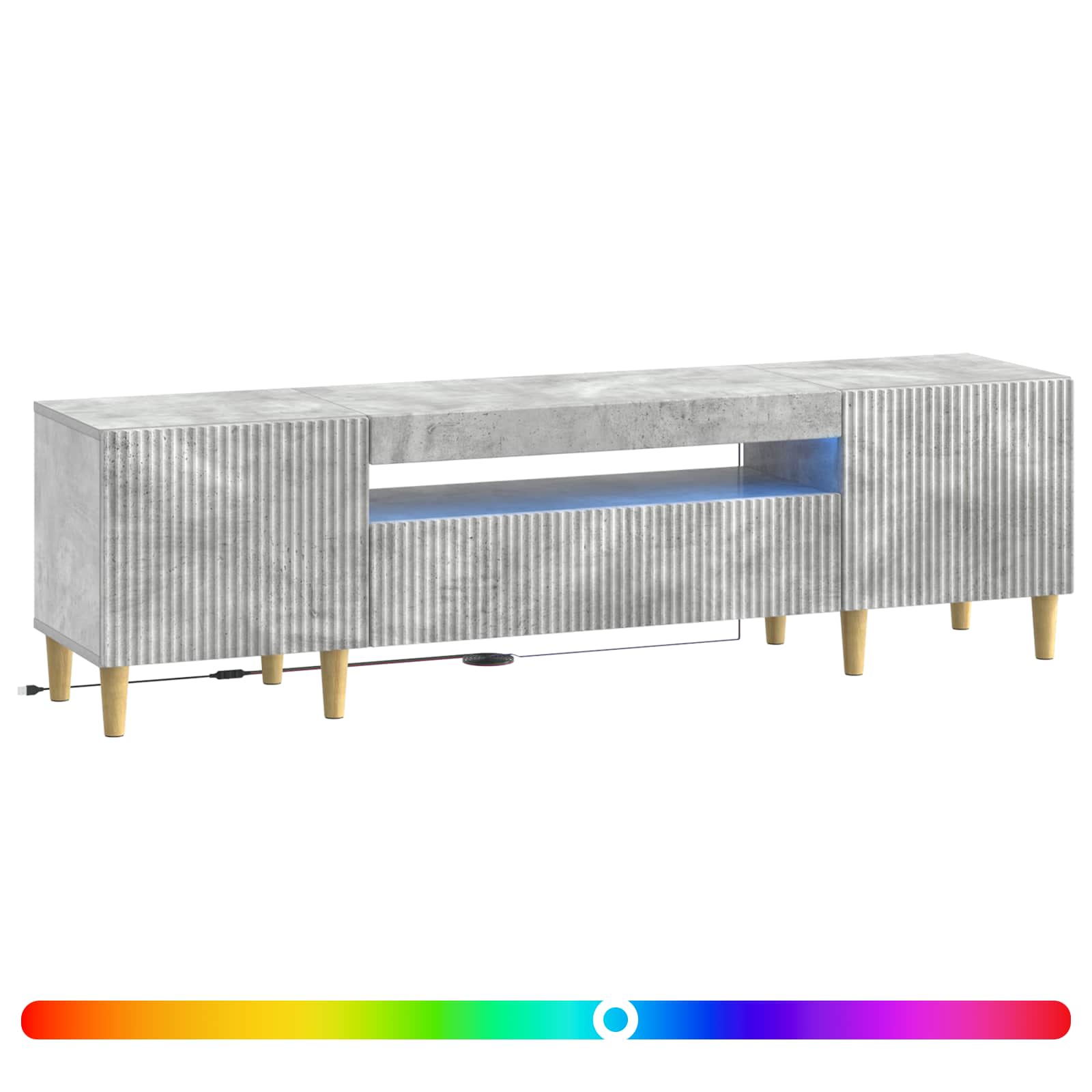 LED TV-kaappi Betoninharmaa Tekninen puu - Image 2