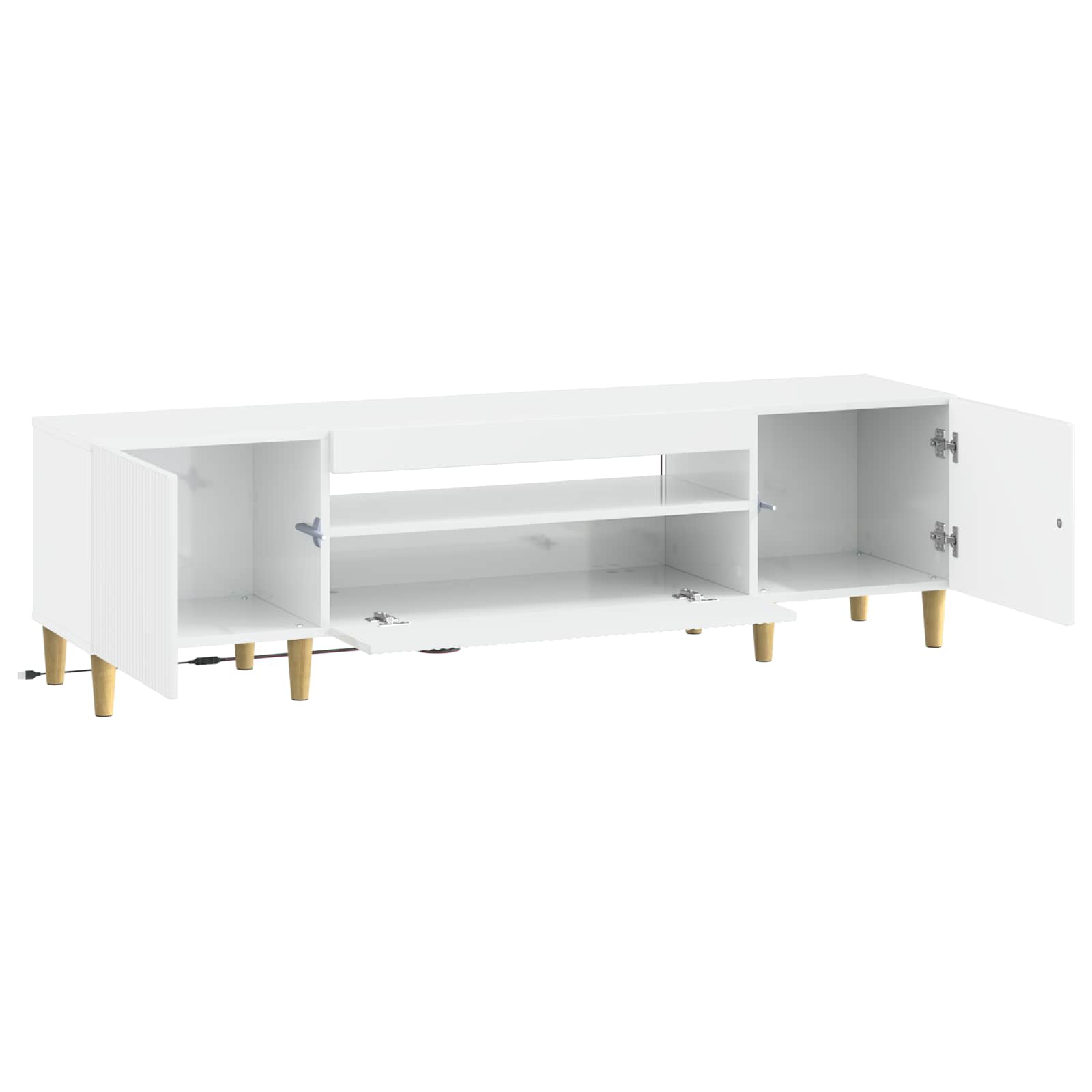 LED TV-kaappi Korkeakiiltoinen valkoinen Tekninen puu - Image 3