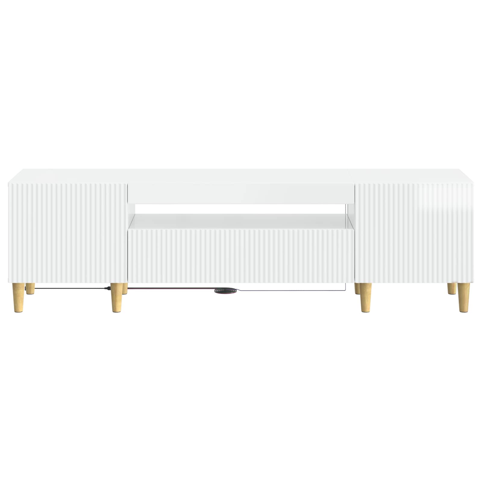 LED TV-kaappi Korkeakiiltoinen valkoinen Tekninen puu - Image 4