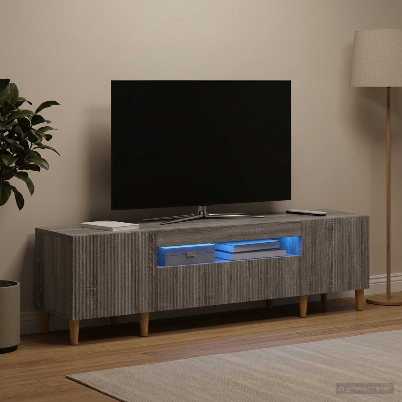 LED TV-kaappi Harmaa Sonoma Tekninen puu