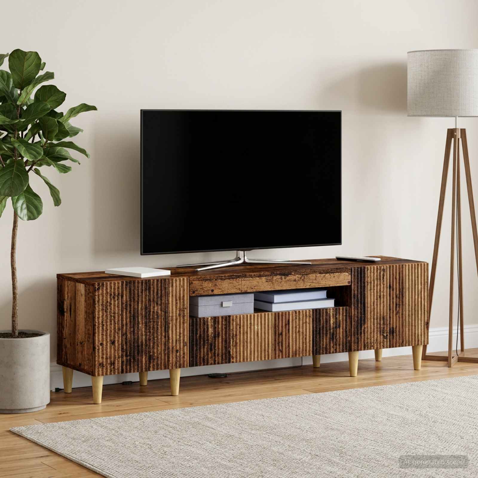 LED TV-kaappi Vanha puu Tekninen puu