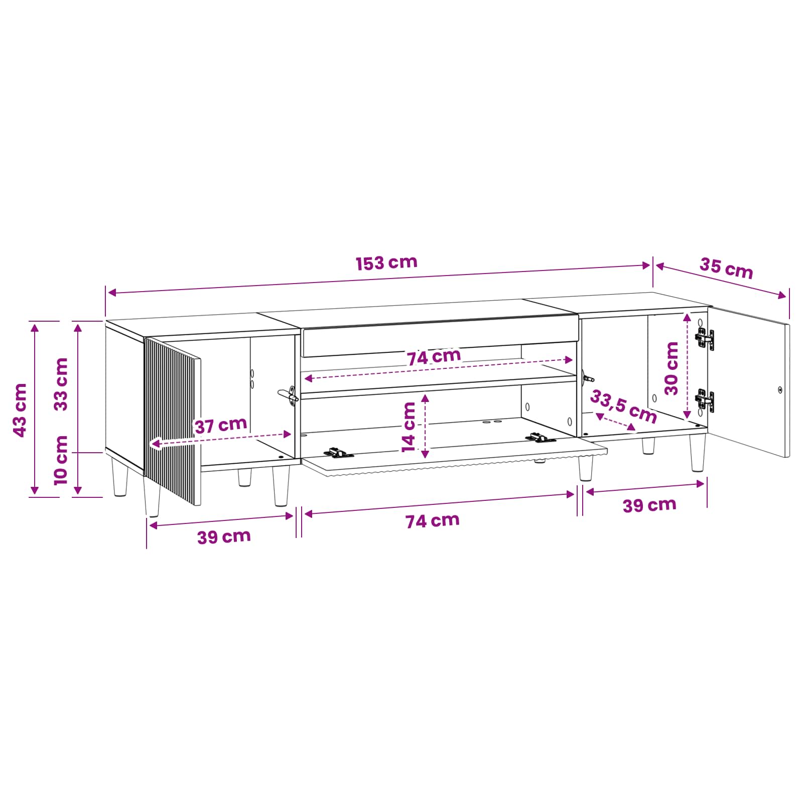 LED TV-kaappi Vanha puu Tekninen puu - Image 8