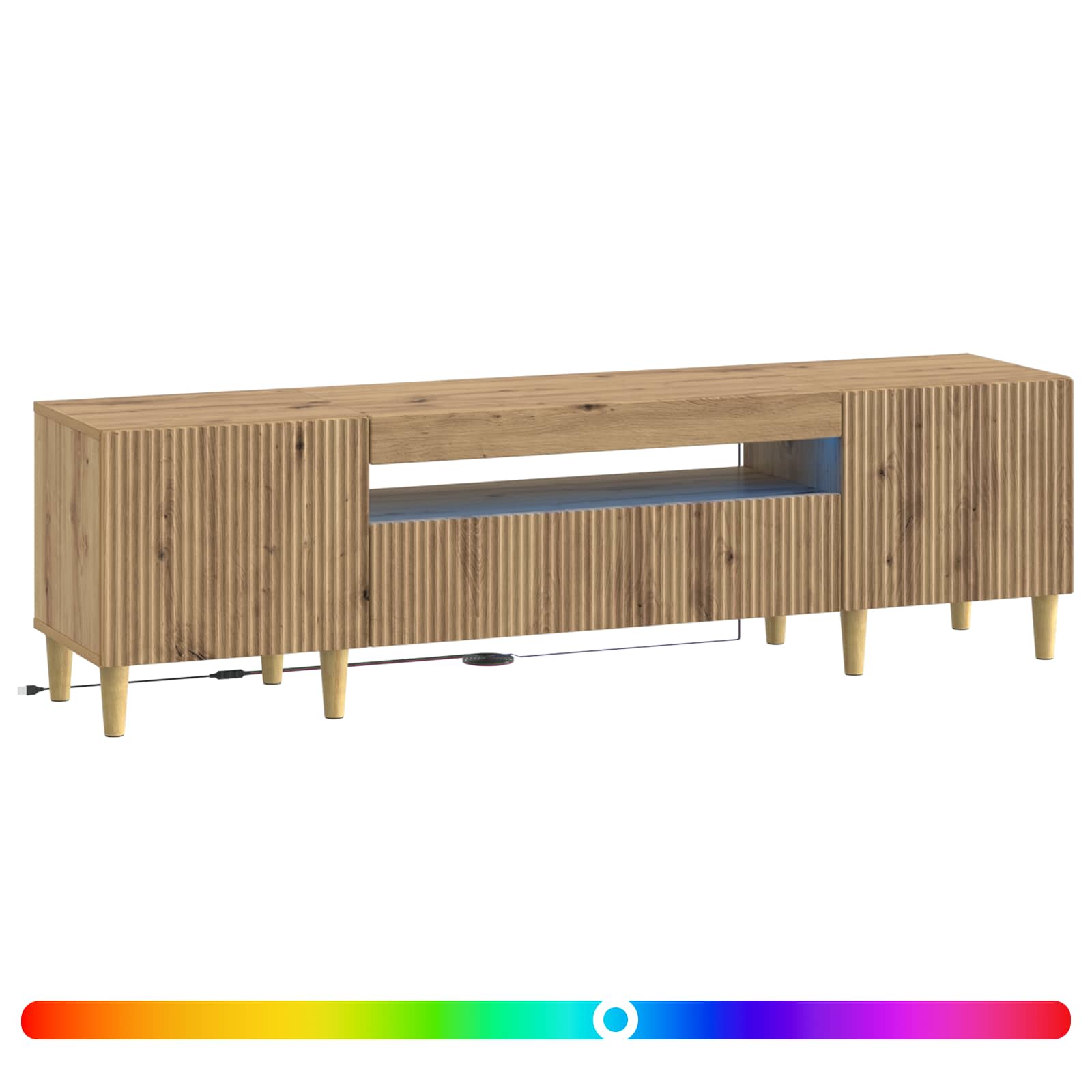 LED TV-kaappi Artisaanitammi Tekninen puu - Image 2