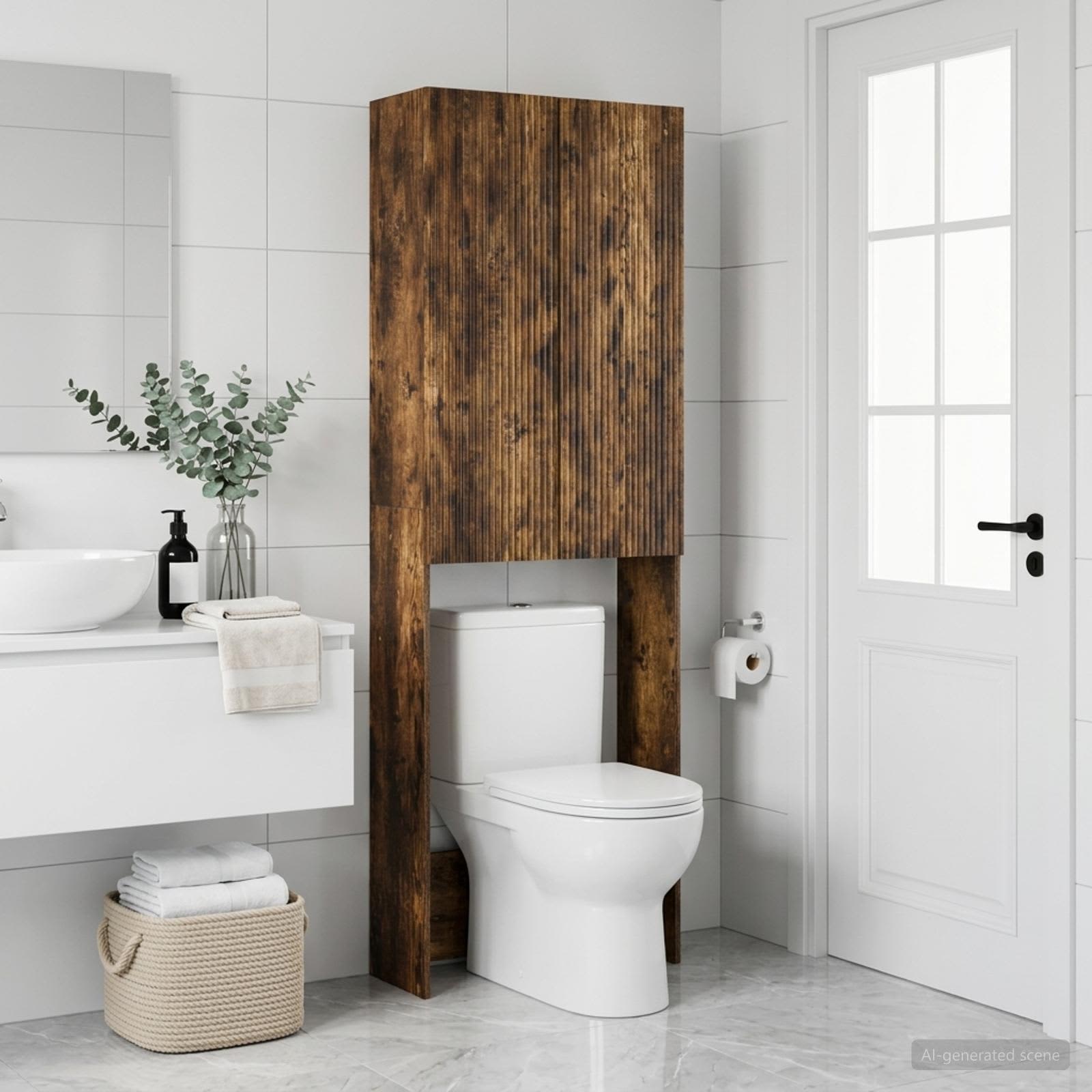 vidaXL Toalett skåp ARNHEM Rökt ek 66 x 25,5 x 190 cm Konstruerat trä