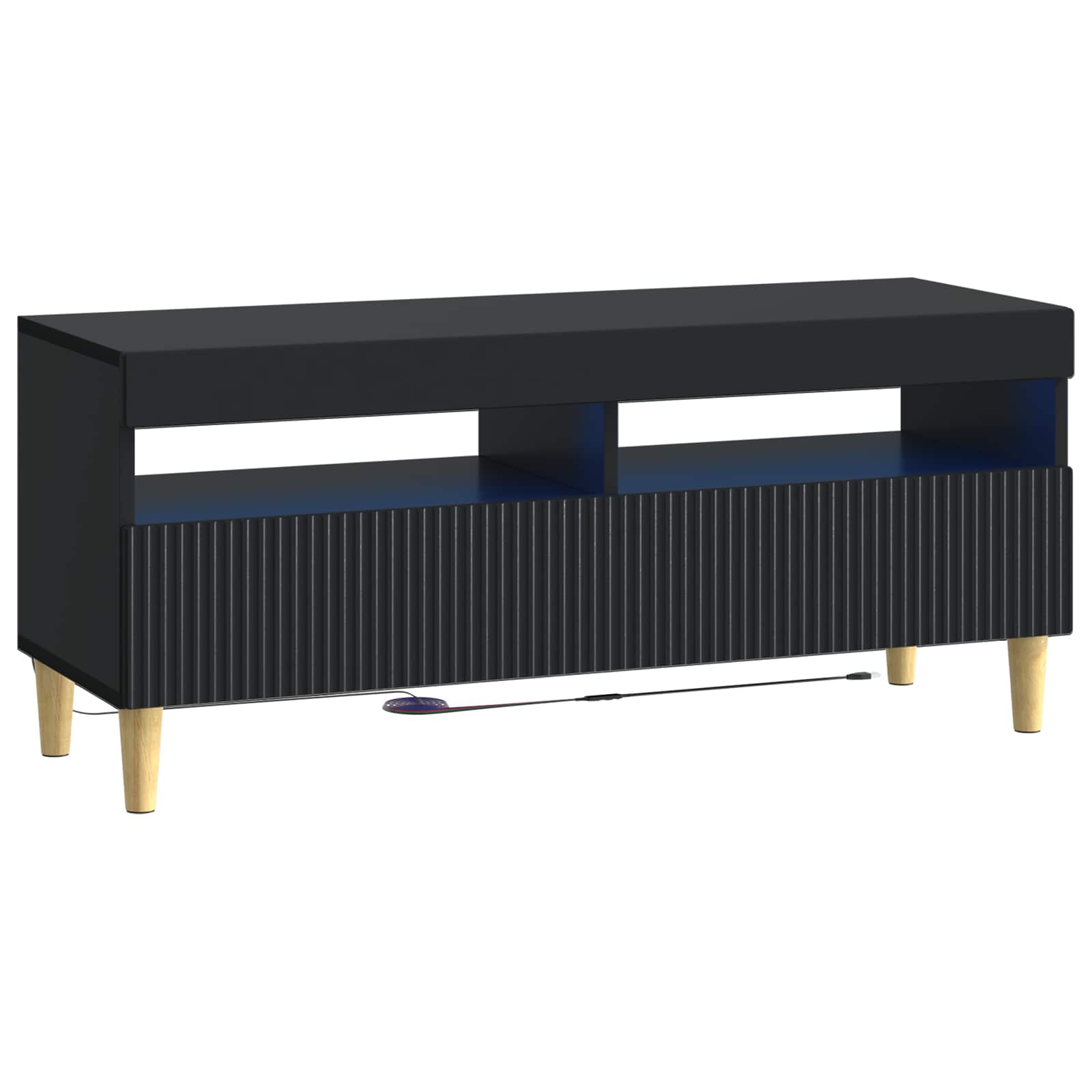 LED TV-kaappi Musta Tekninen puu
