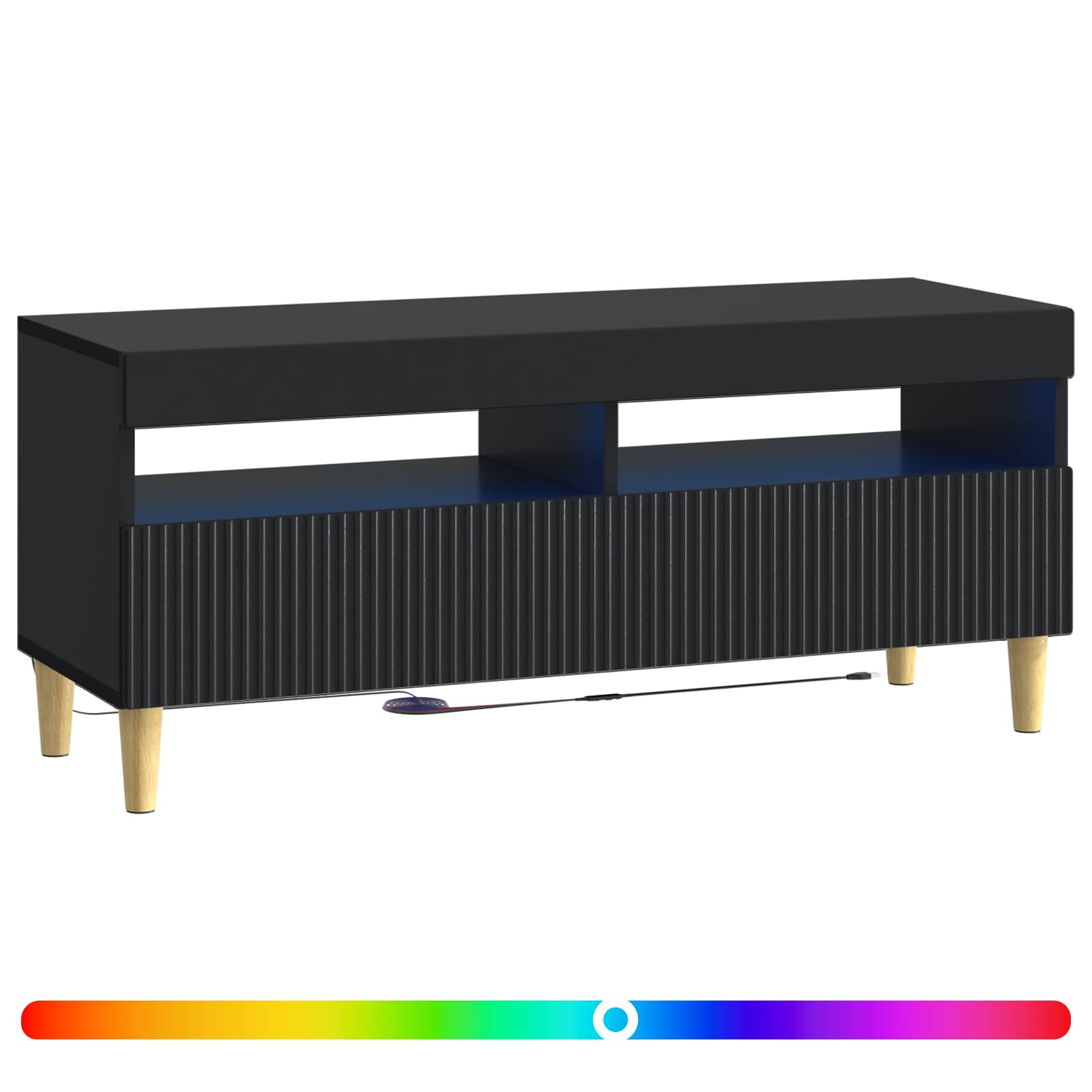 LED TV-kaappi Musta Tekninen puu - Image 2