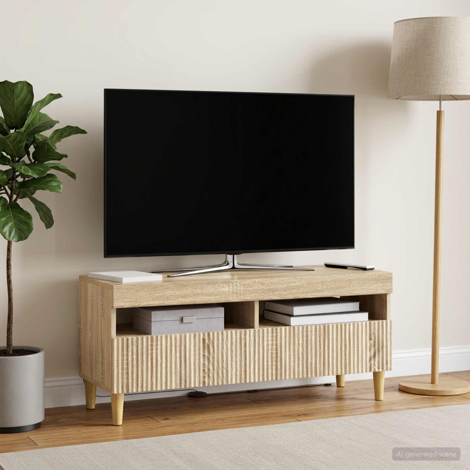 LED TV-kaappi Sonoma-tammi Tekninen puu