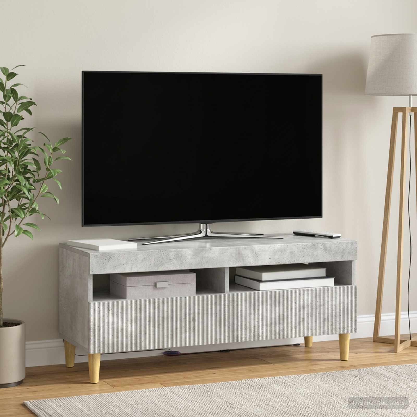 LED TV-kaappi ARNHEM 100 x 35 x 43 cm Betoninharmaa - Image 4