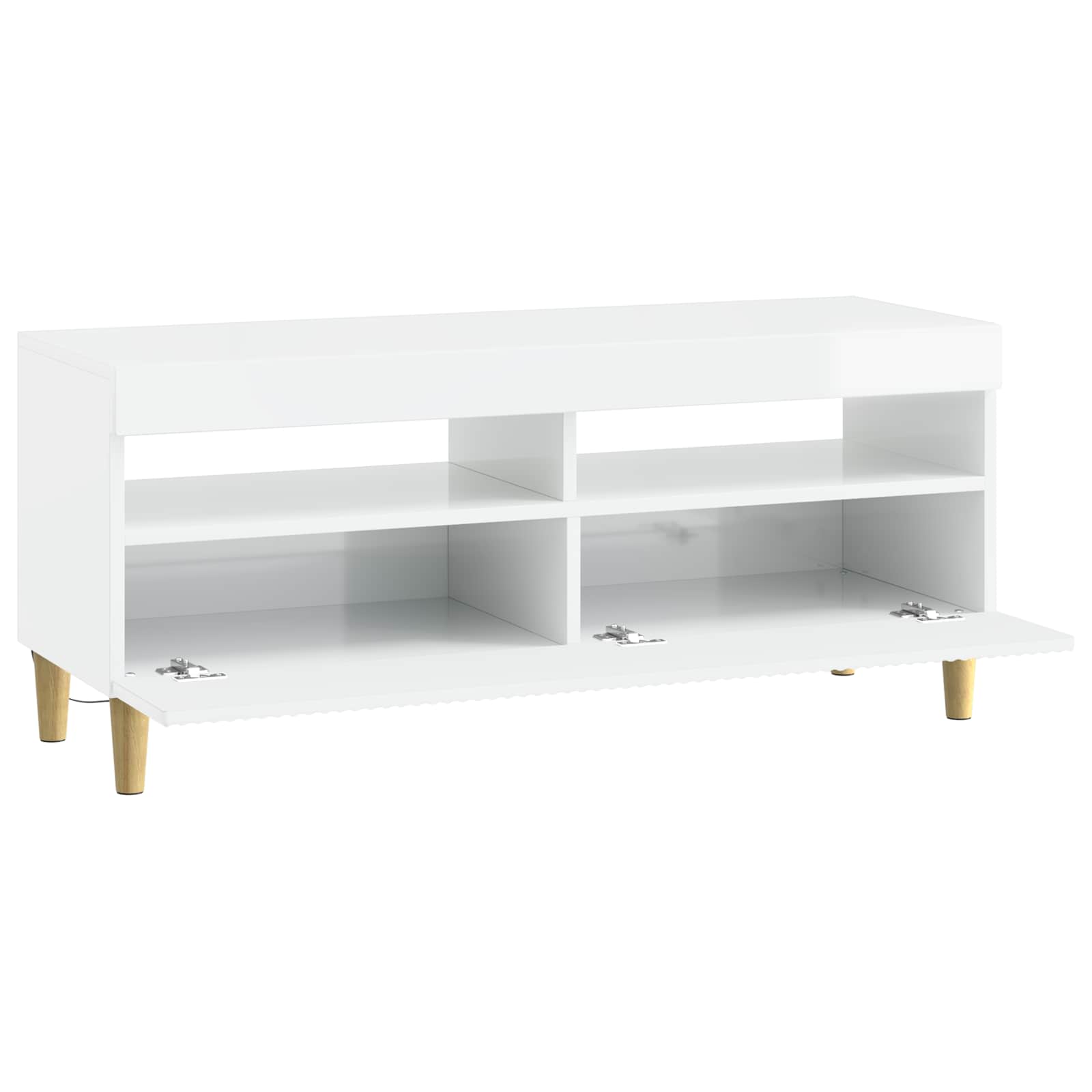 LED TV-kaappi Korkeakiiltoinen valkoinen Tekninen puu - Image 3