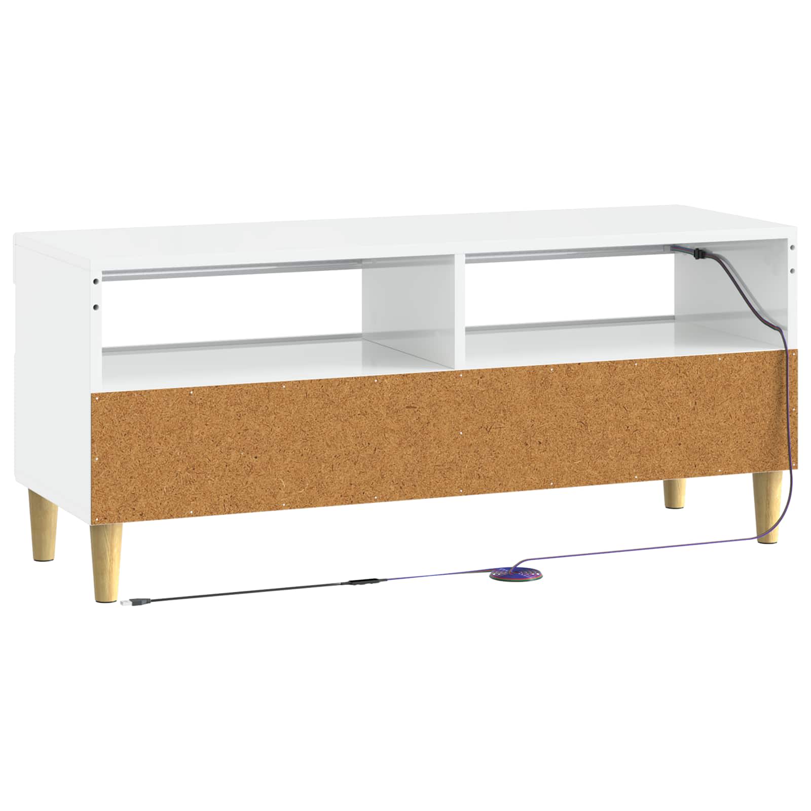 LED TV-kaappi Korkeakiiltoinen valkoinen Tekninen puu - Image 6