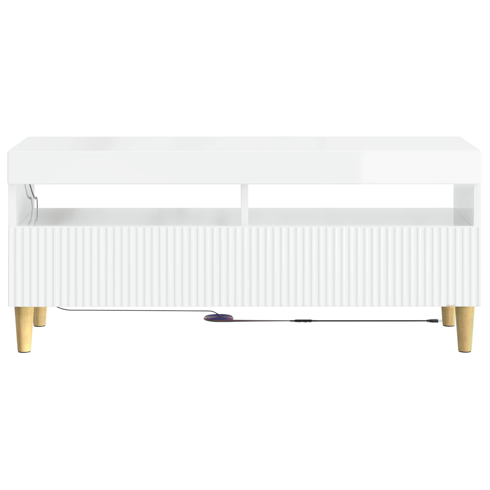LED TV-kaappi Korkeakiiltoinen valkoinen Tekninen puu - Image 4