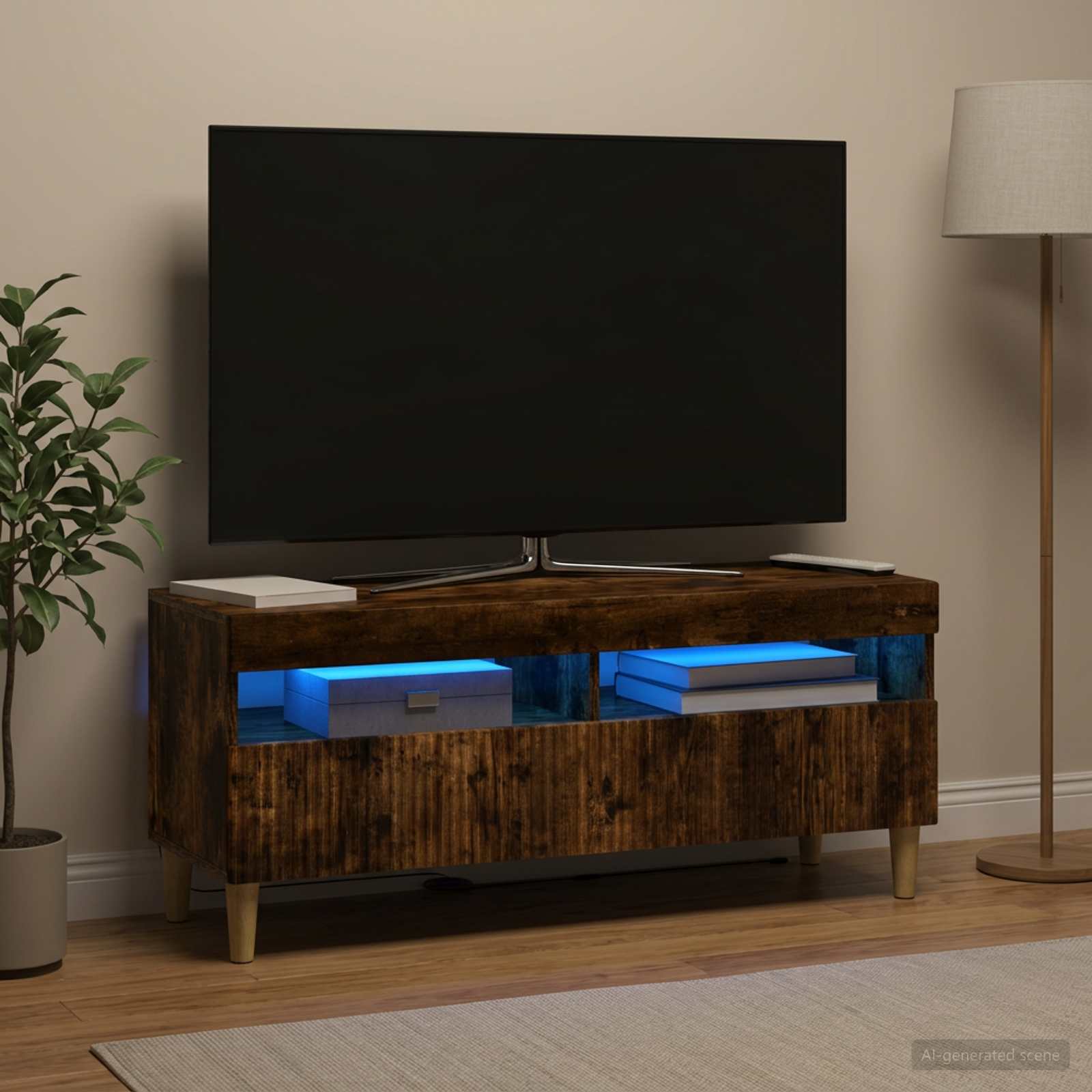 LED TV-kaappi ARNHEM 100 x 35 x 43 cm Savutammi Tekninen puu - Image 4