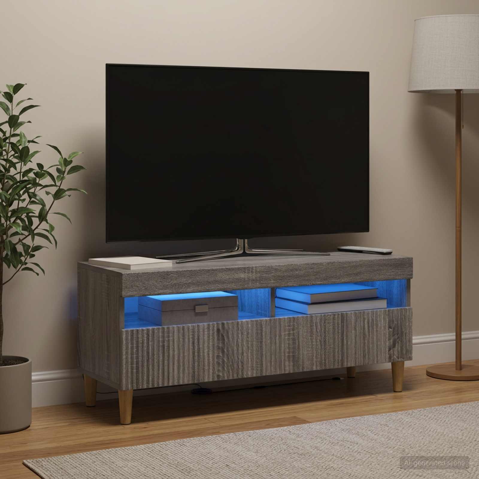 LED TV-kaappi Harmaa Sonoma Tekninen puu