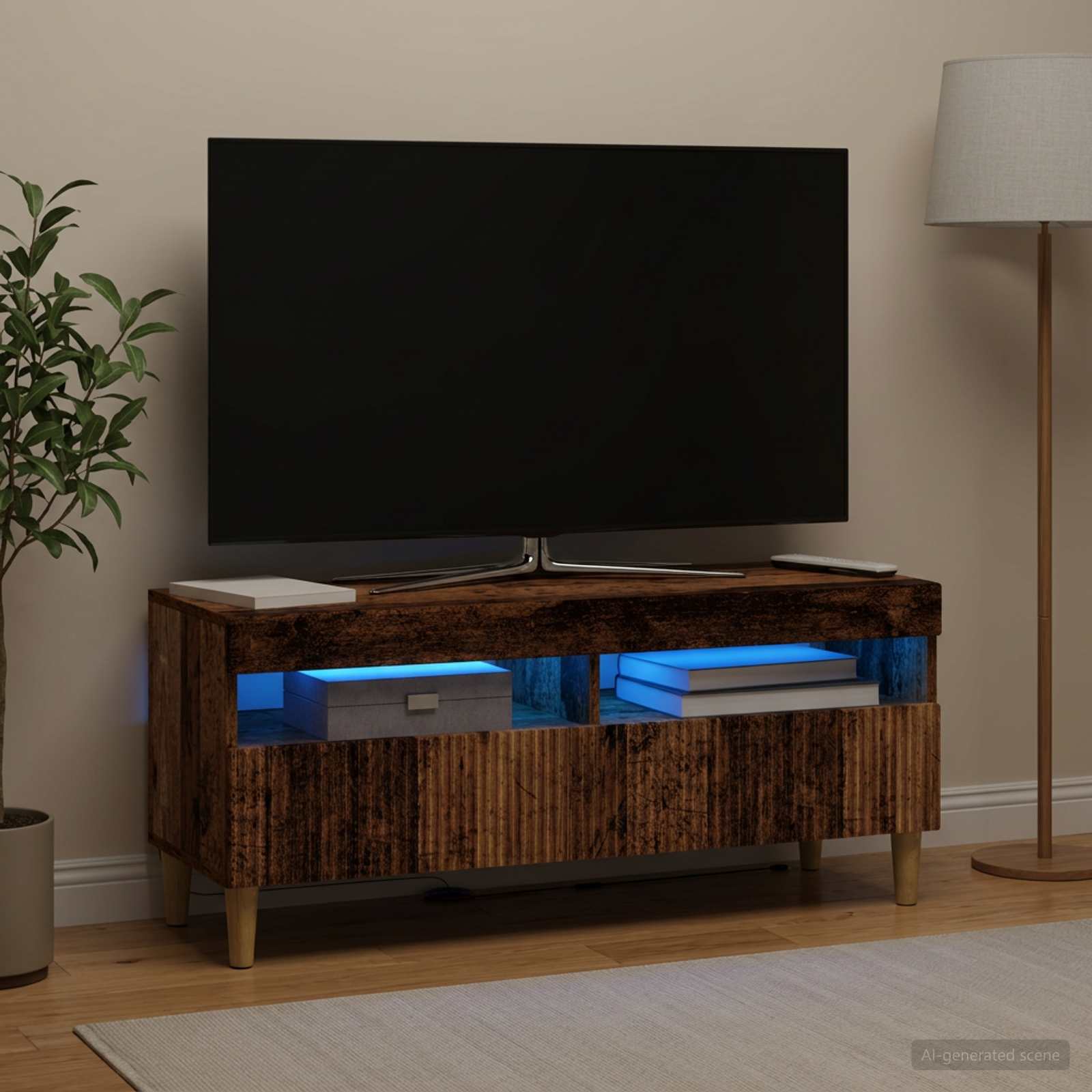 LED TV-kaappi Vanha puu Tekninen puu