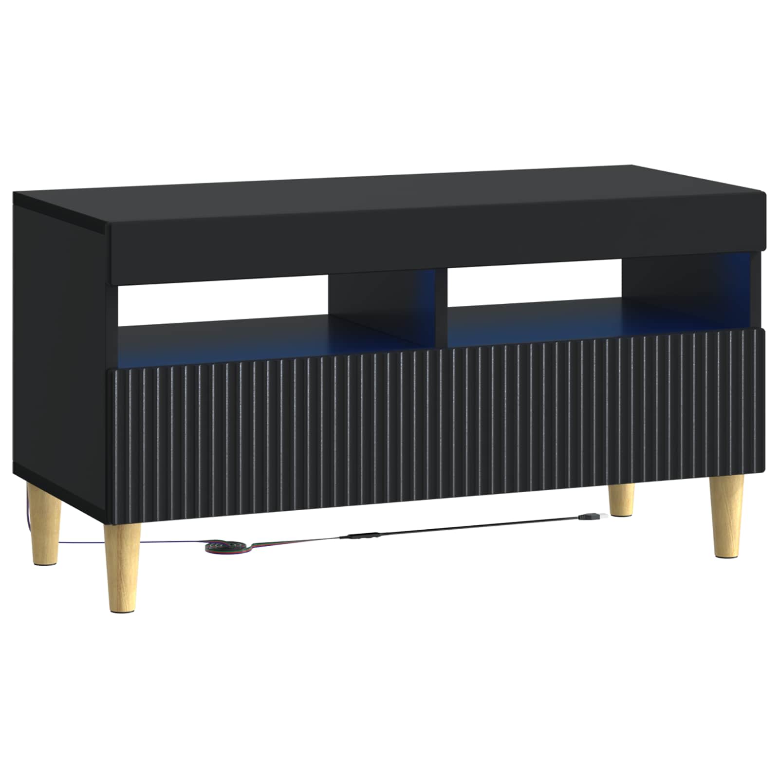LED TV-kaappi Musta Tekninen puu