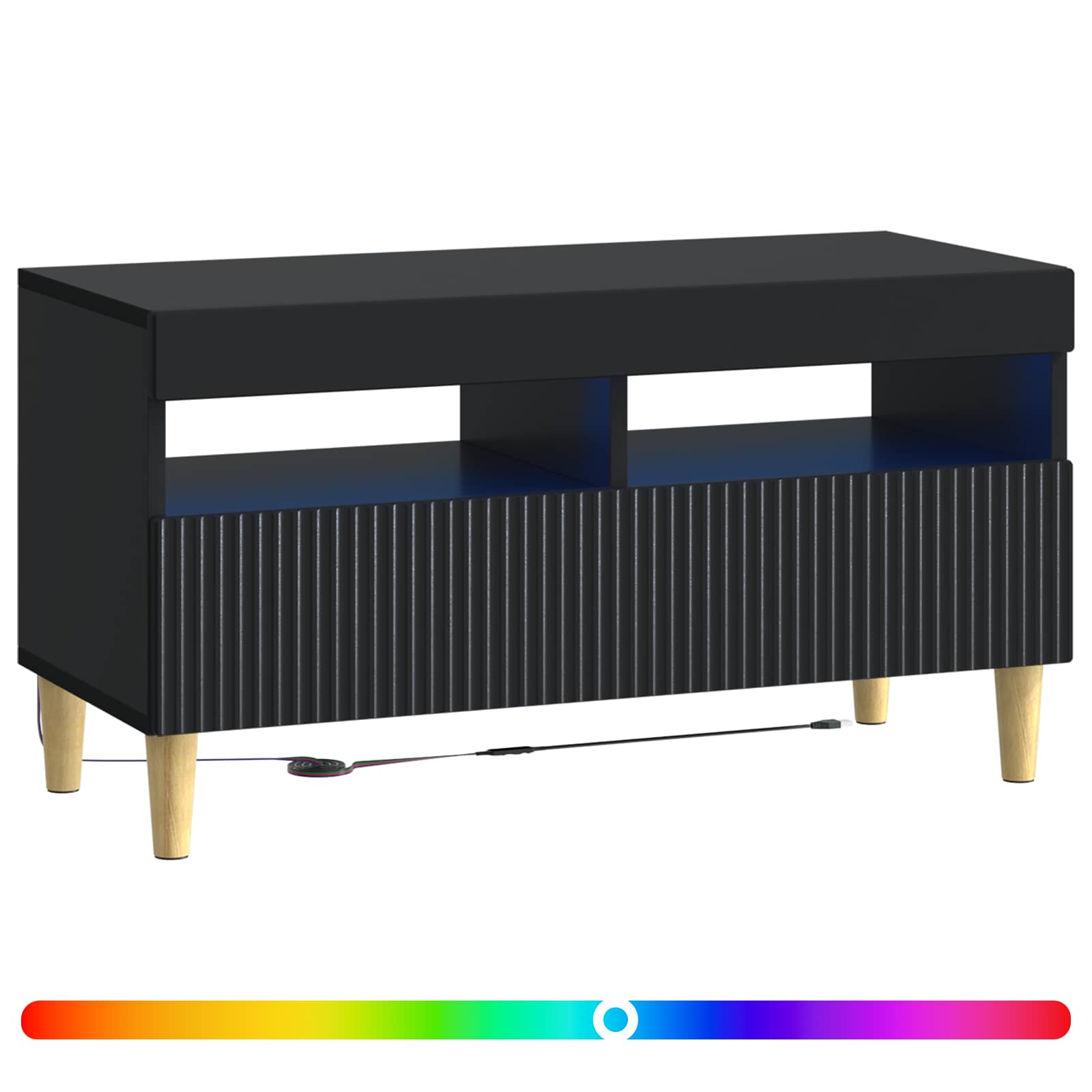 LED TV-kaappi Musta Tekninen puu - Image 2