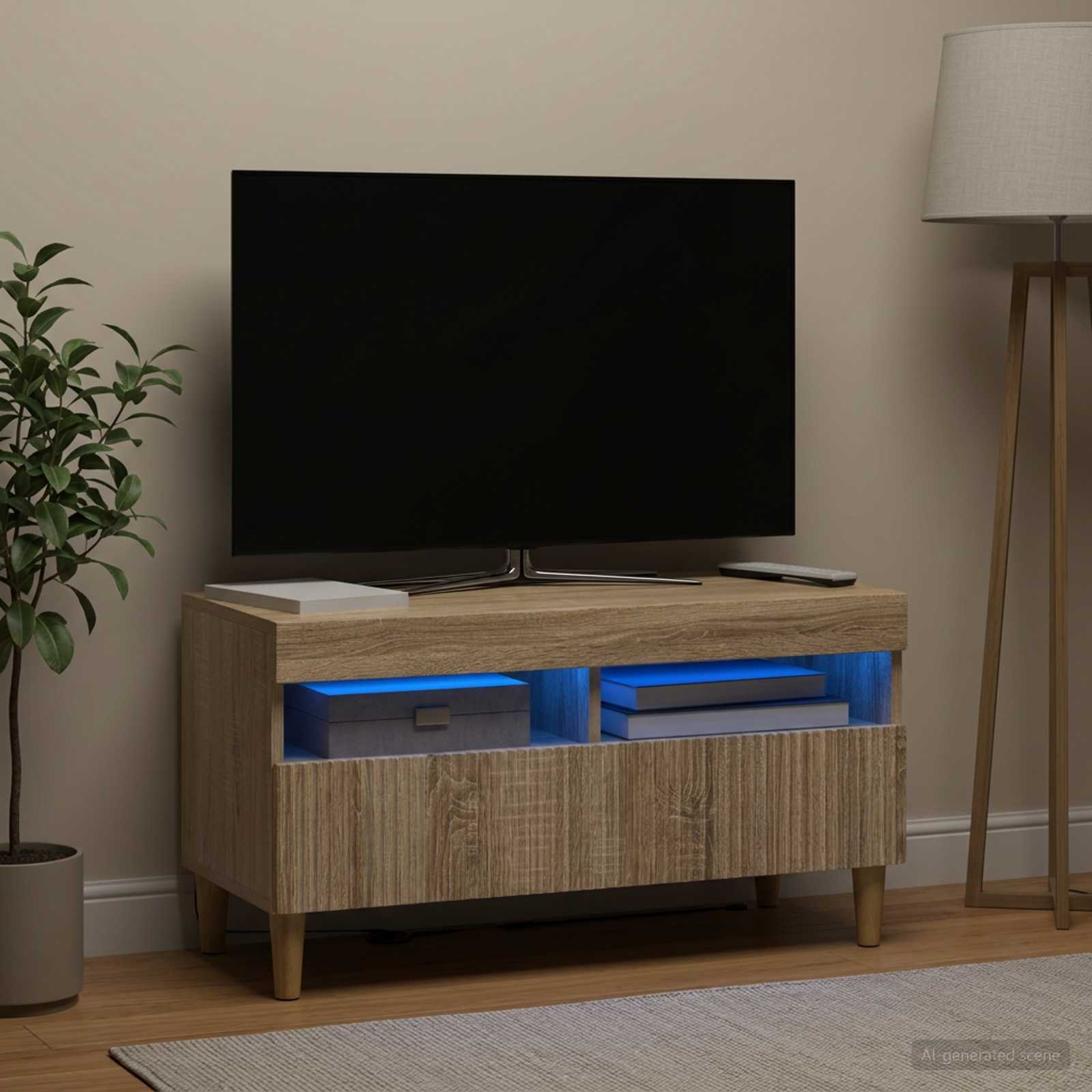 LED TV-kaappi ARNHEM 81 x 35 x 43 cm Sonoma-tammi Tekninen puu - Image 4
