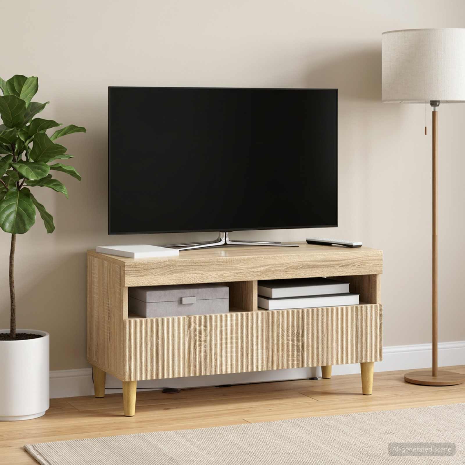 LED TV-kaappi Sonoma-tammi Tekninen puu