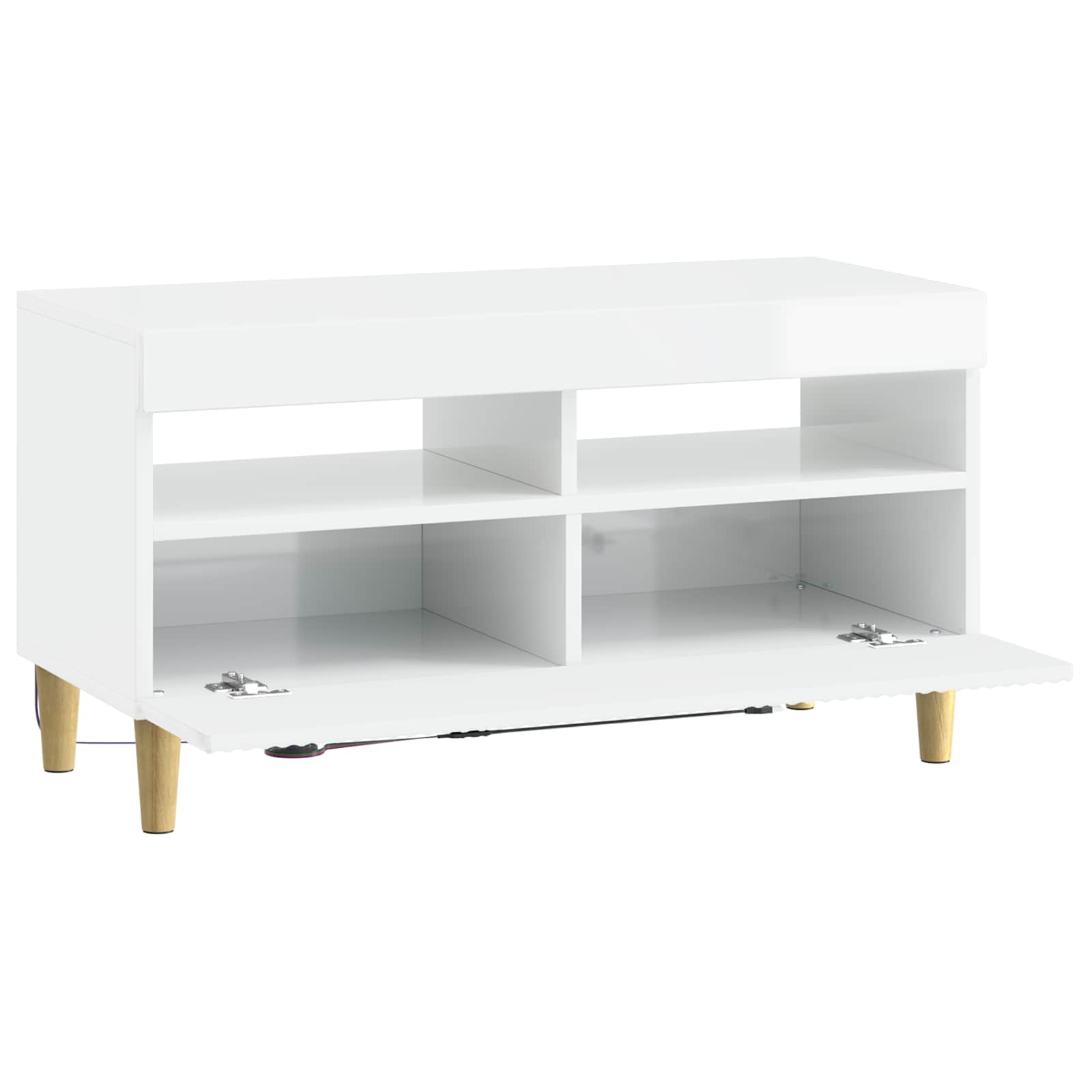 LED TV-kaappi Korkeakiiltoinen valkoinen Tekninen puu - Image 3