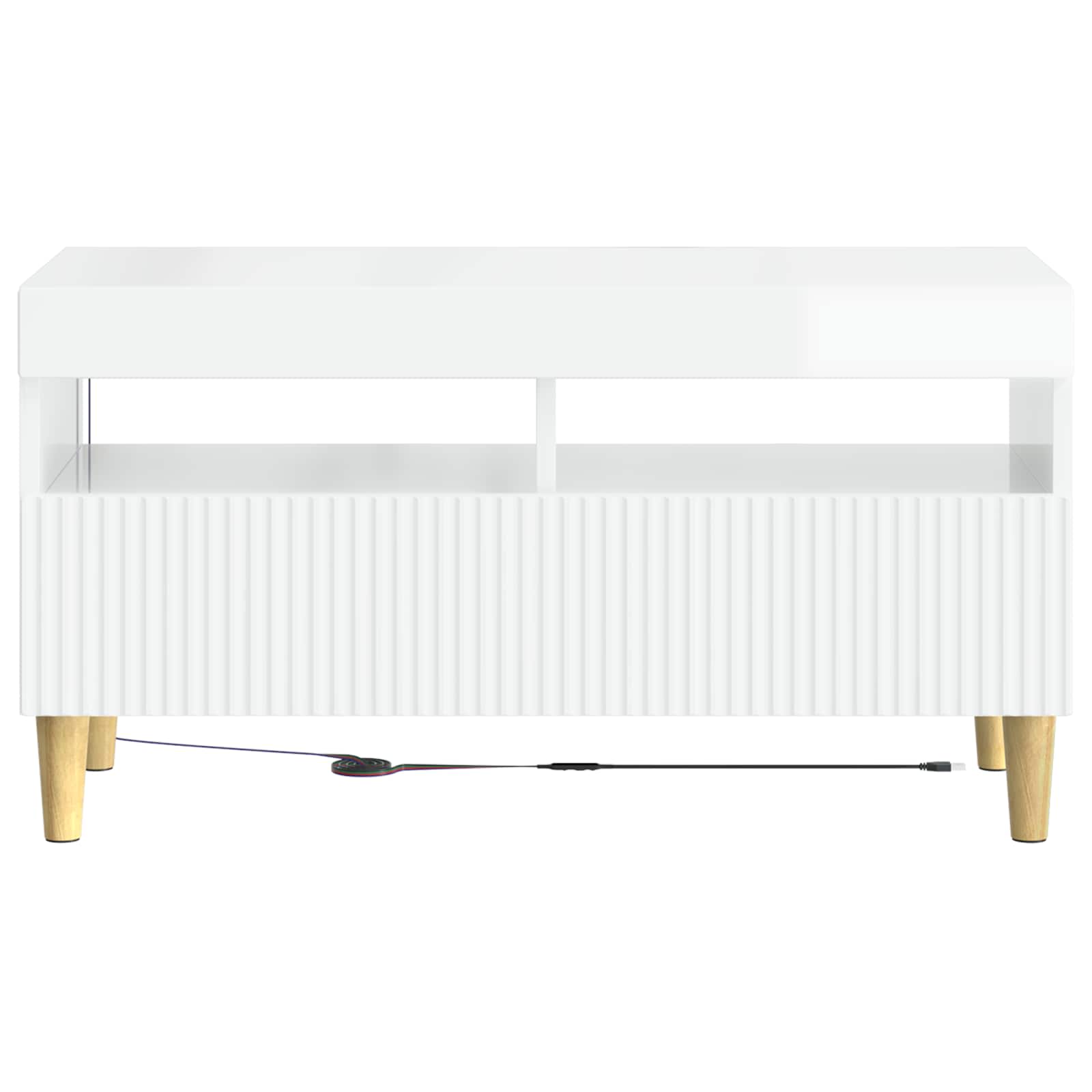 LED TV-kaappi Korkeakiiltoinen valkoinen Tekninen puu - Image 4