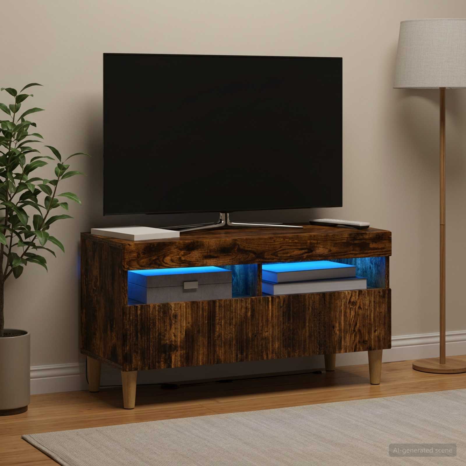 LED TV-kaappi ARNHEM 81 x 35 x 43 cm Savutammi Tekninen puu - Image 4