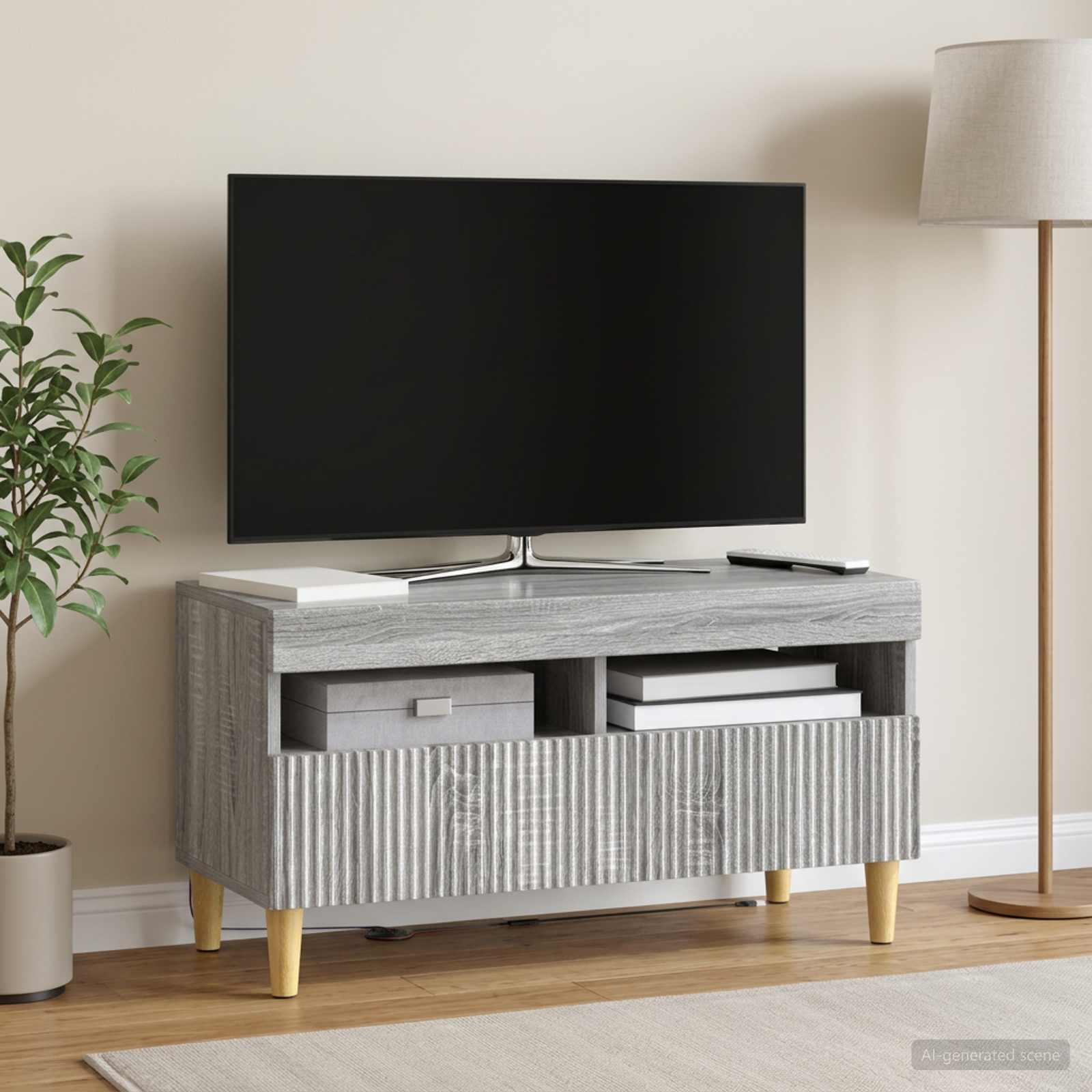 LED TV-kaappi Harmaa Sonoma Tekninen puu