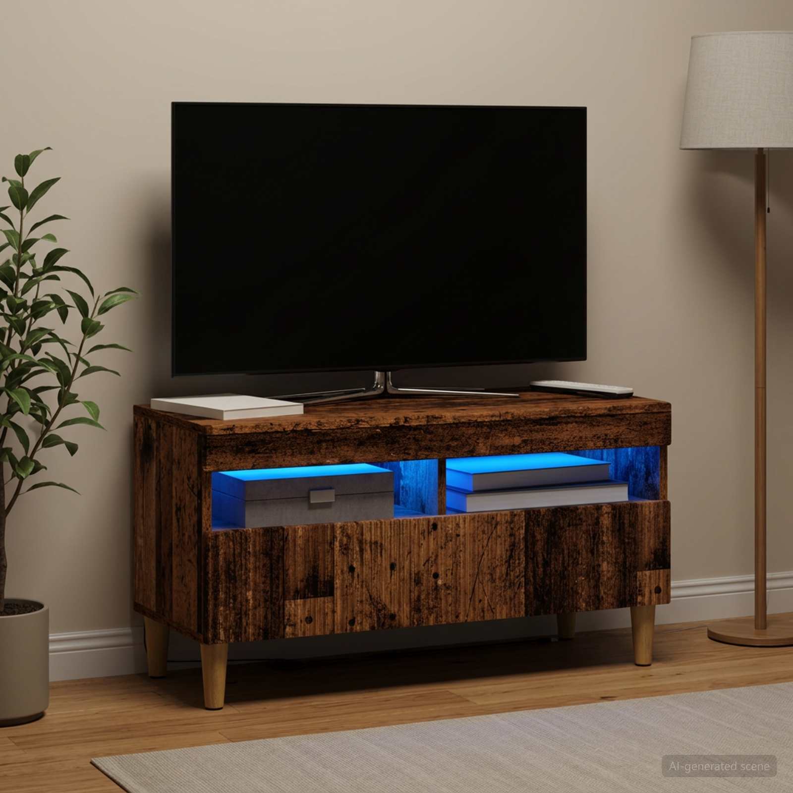 LED TV-kaappi Vanha puu Tekninen puu