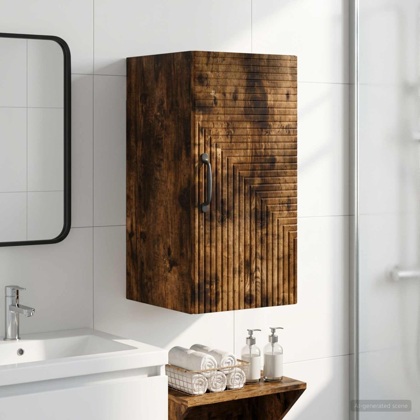 Armario de pared para baño HAARLEM Roble Ahumado