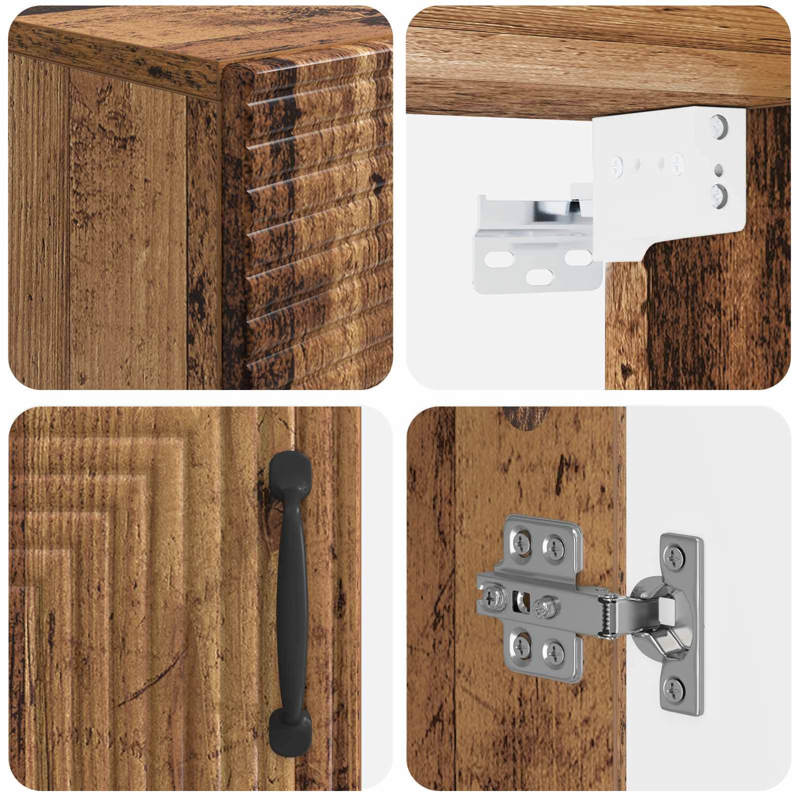 Armario de pared para baño HAARLEM Madera envejecida 7